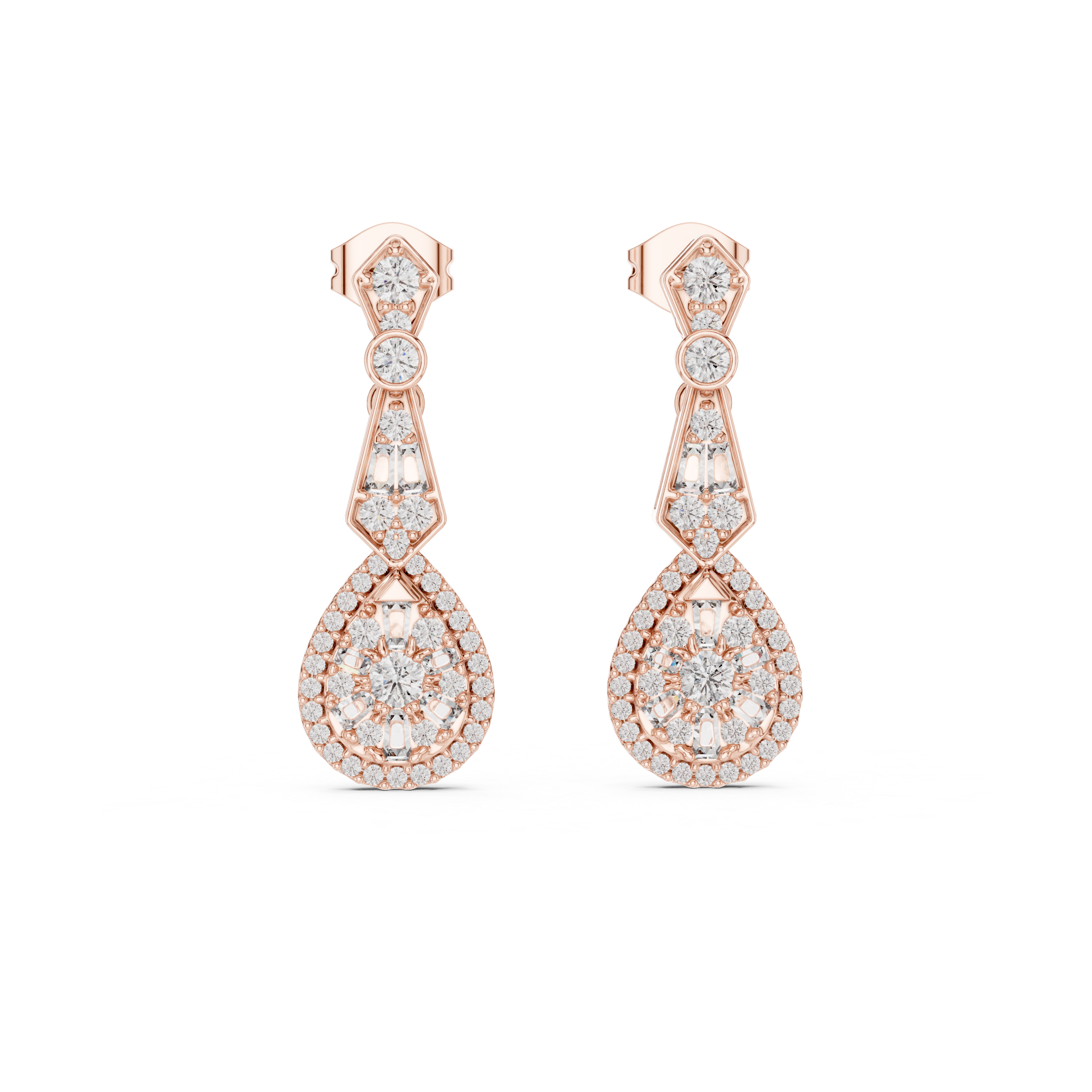 Glamour Drop:Geometric Diamond Dangle Earrings