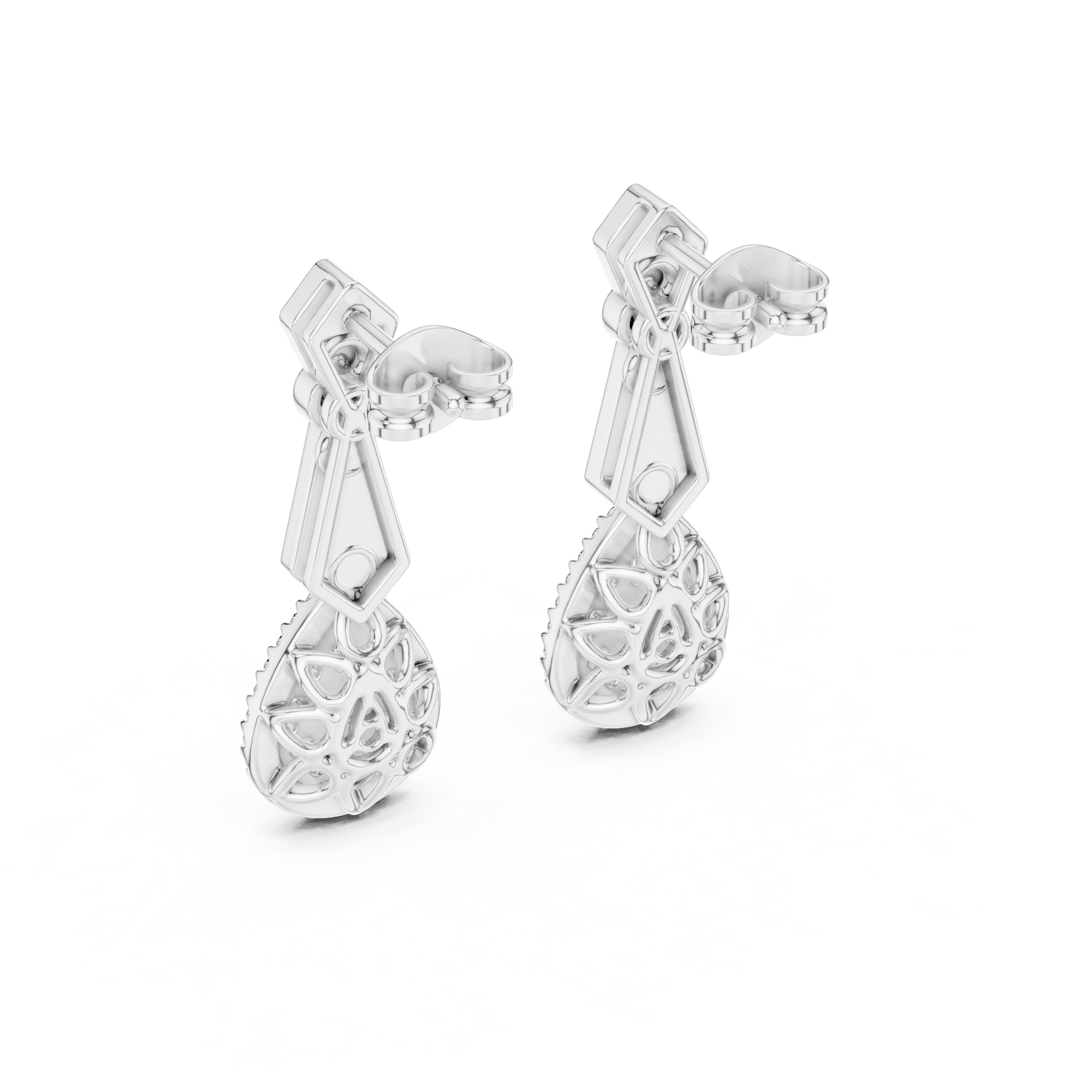 Glamour Drop:Geometric Diamond Dangle Earrings