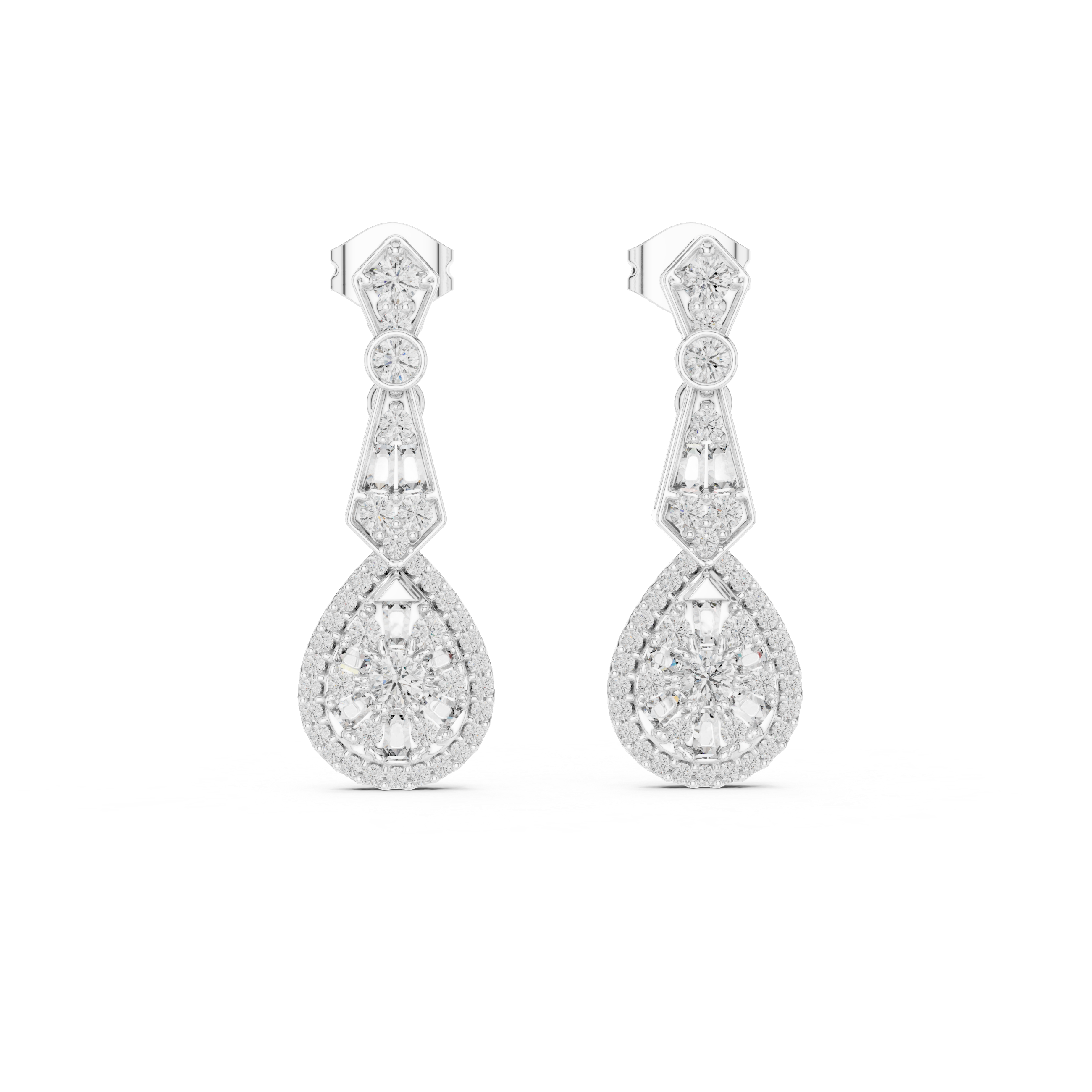 Glamour Drop:Geometric Diamond Dangle Earrings