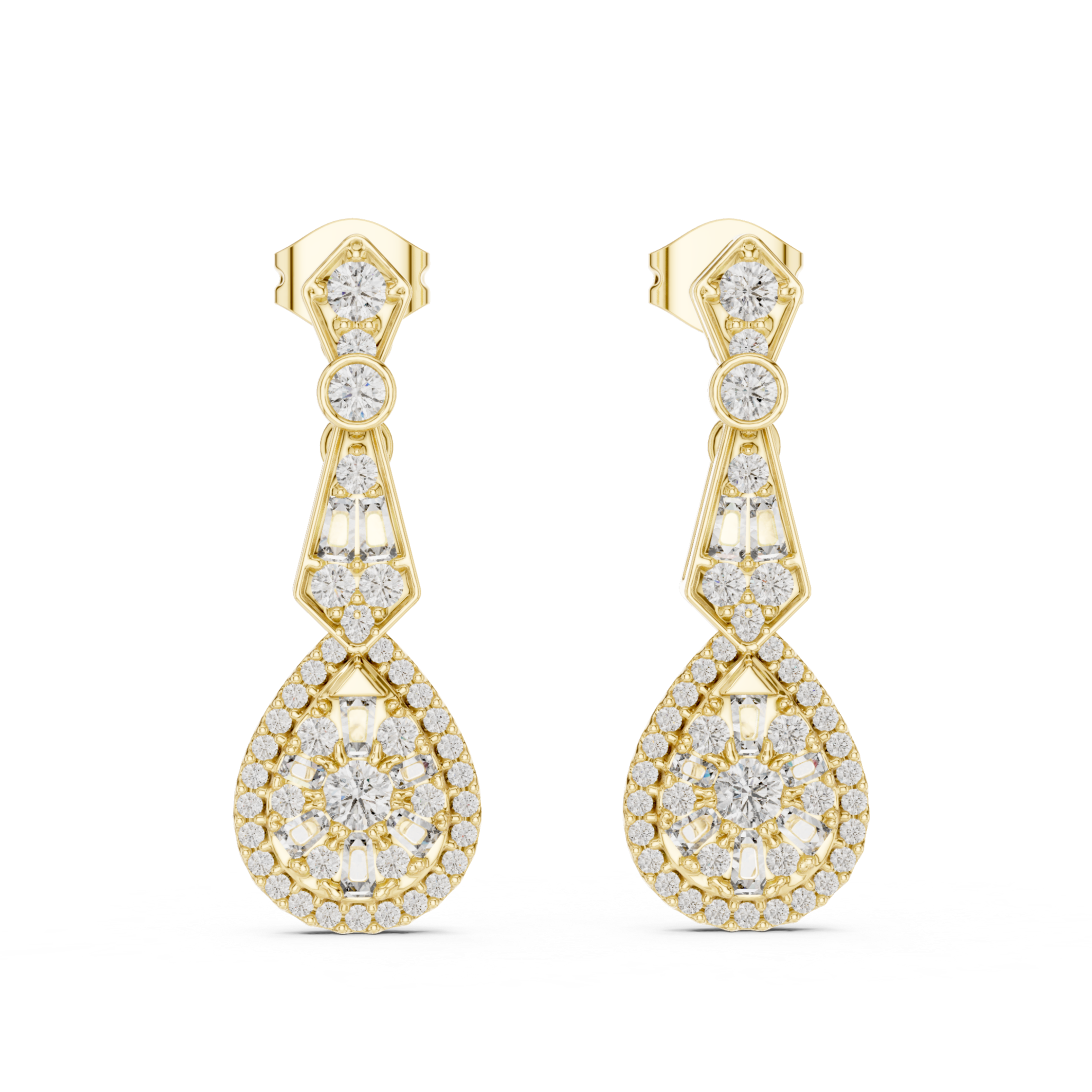 Glamour Drop:Geometric Diamond Dangle Earrings