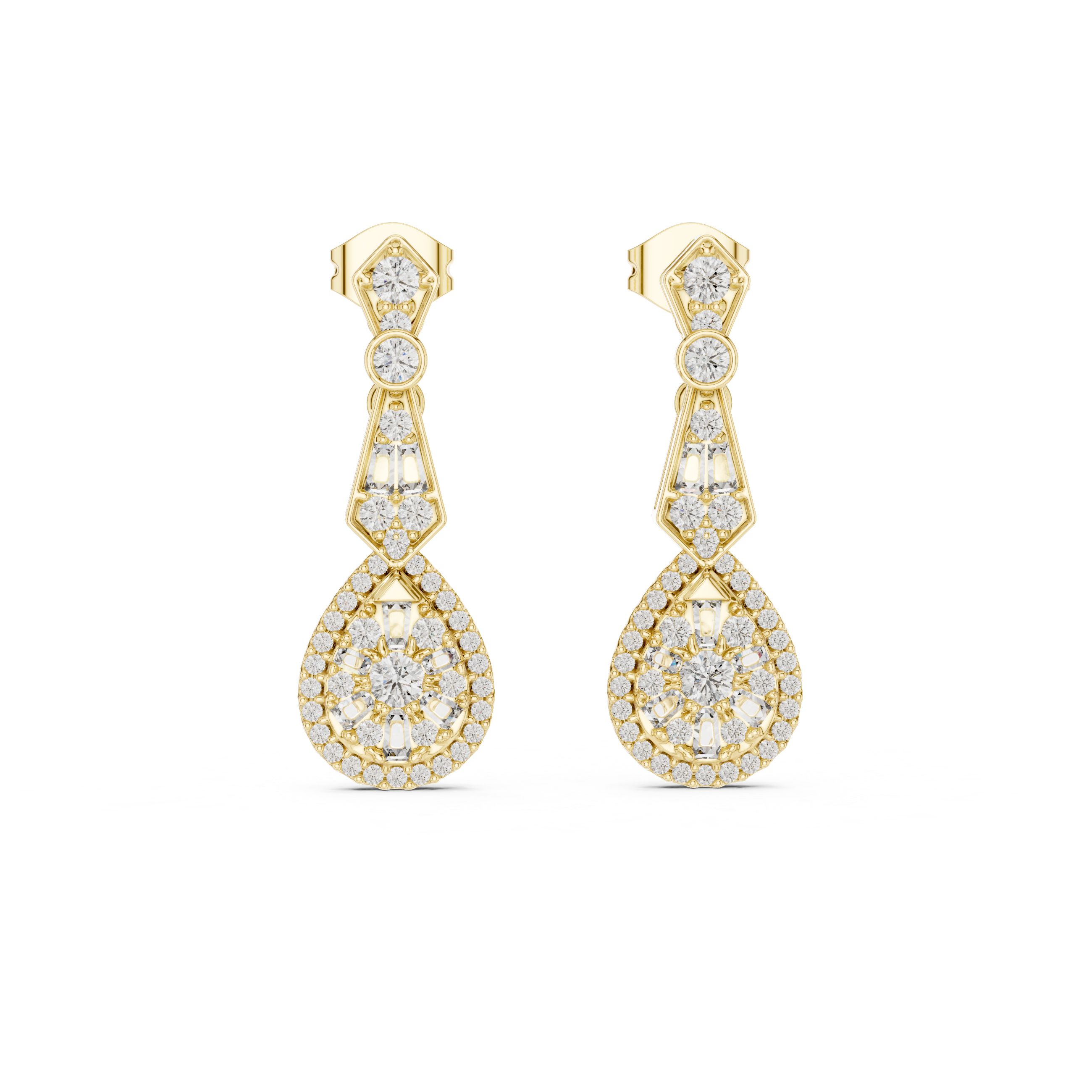 Glamour Drop:Geometric Diamond Dangle Earrings
