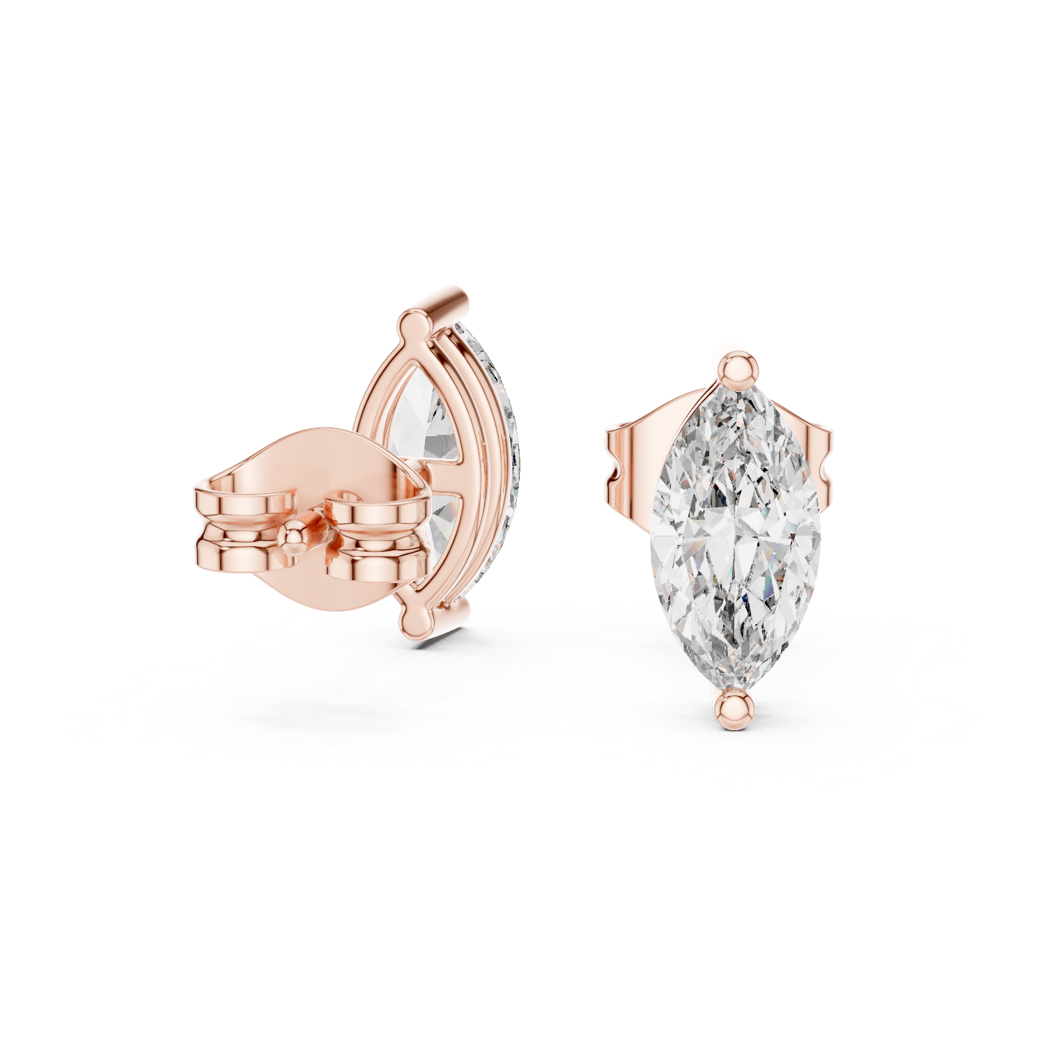 Graceful Glow: Marquise-Cut Diamond Stud Earrings