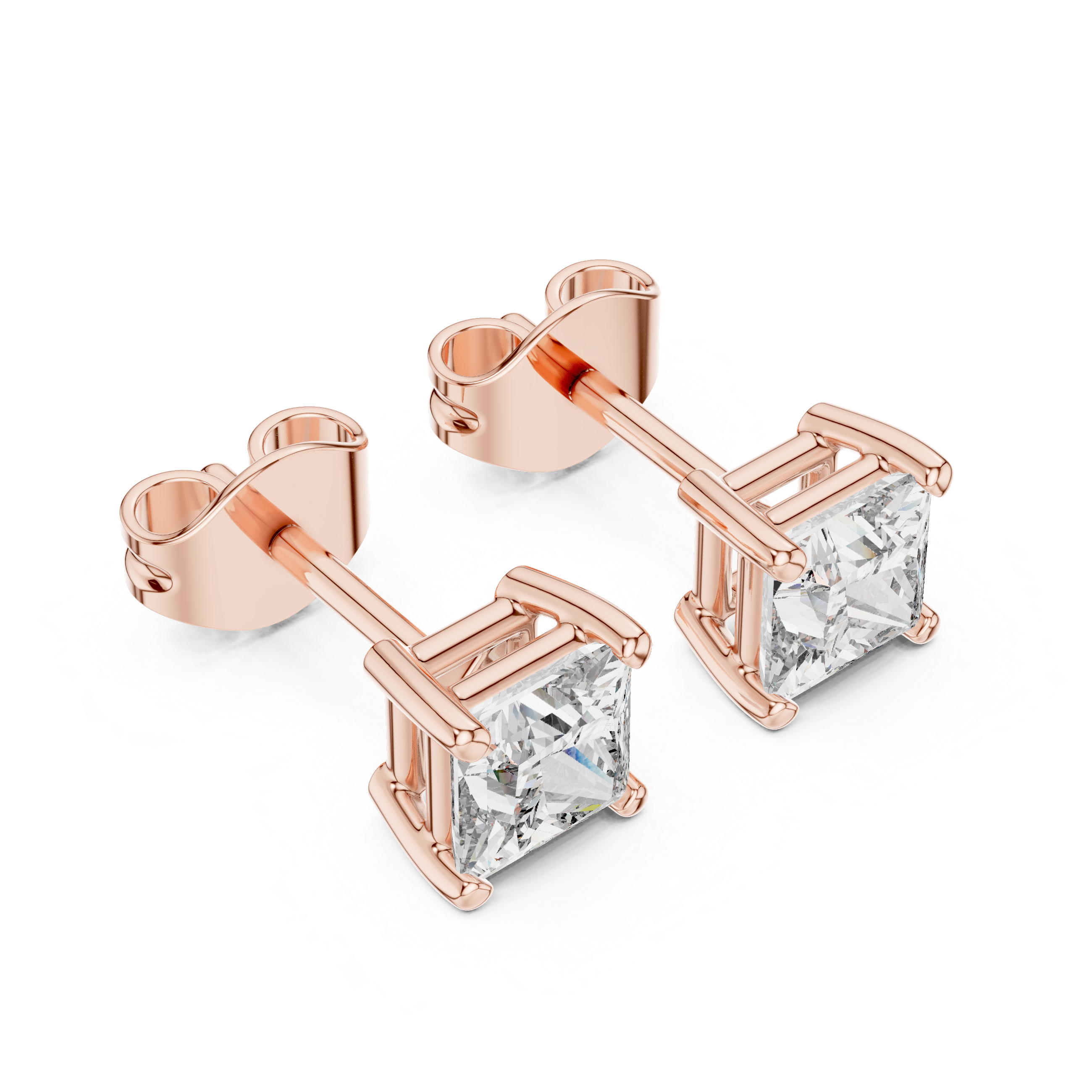 Classic Brilliance: Princess-Cut Diamond Stud Earrings