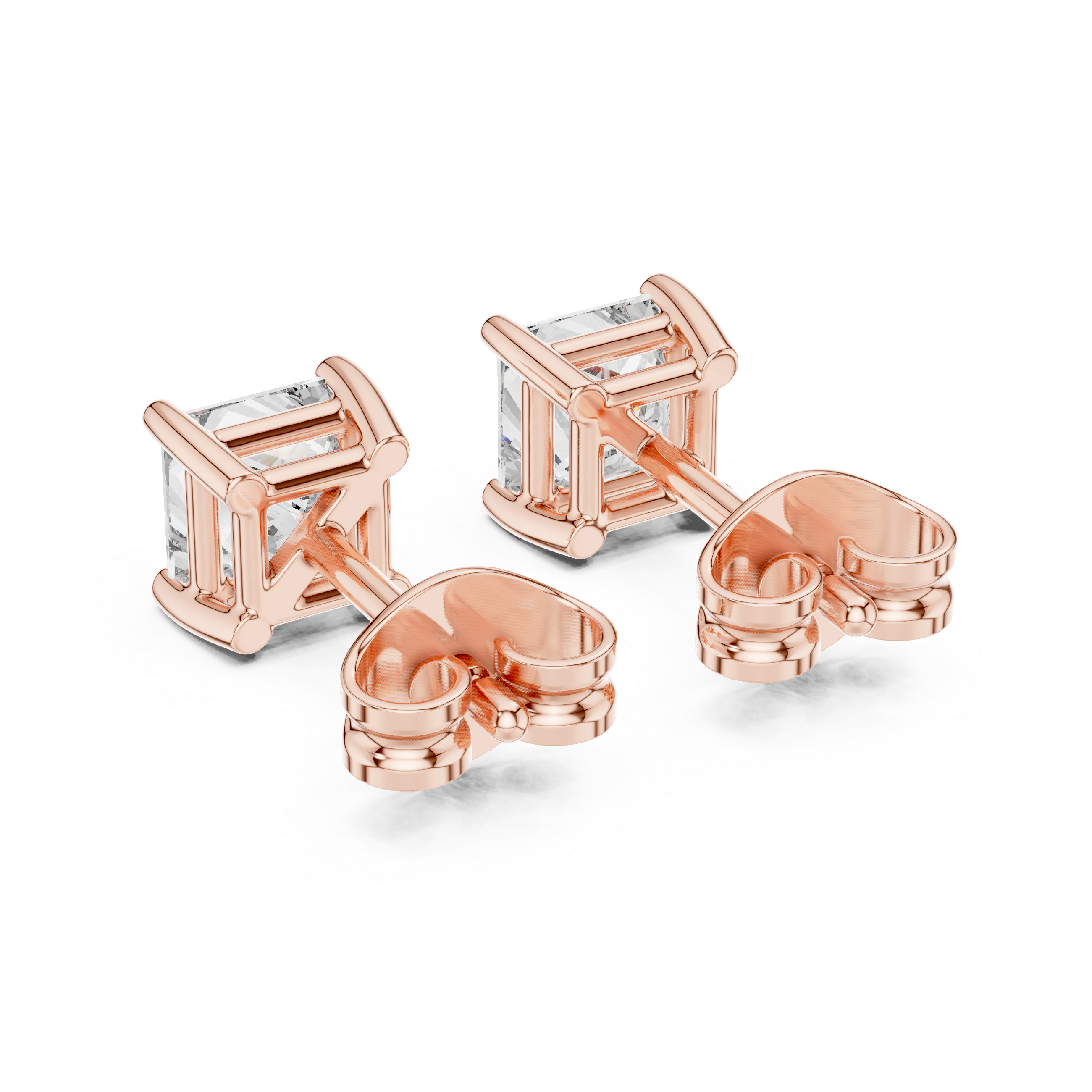 Classic Brilliance: Princess-Cut Diamond Stud Earrings