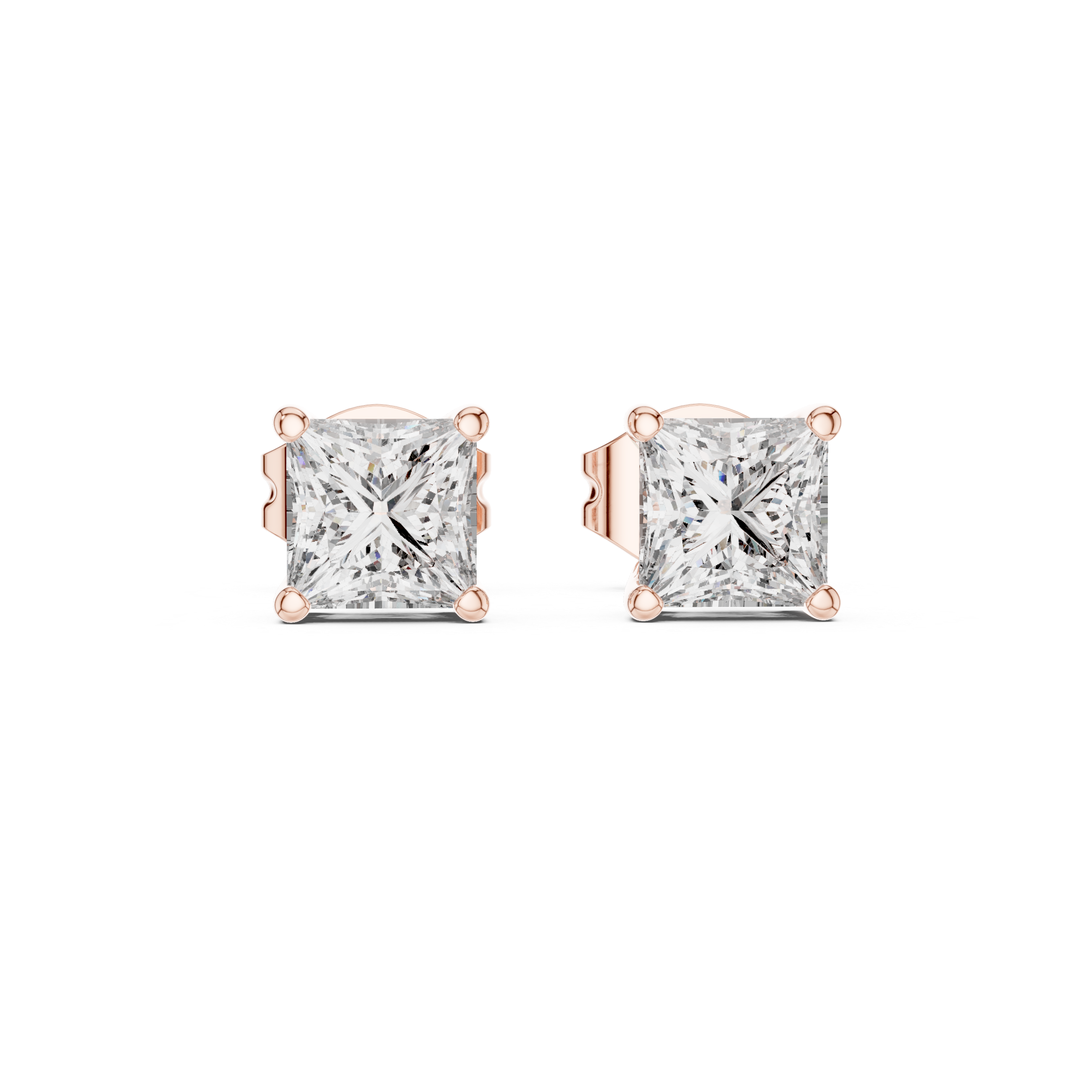 Classic Brilliance: Princess-Cut Diamond Stud Earrings