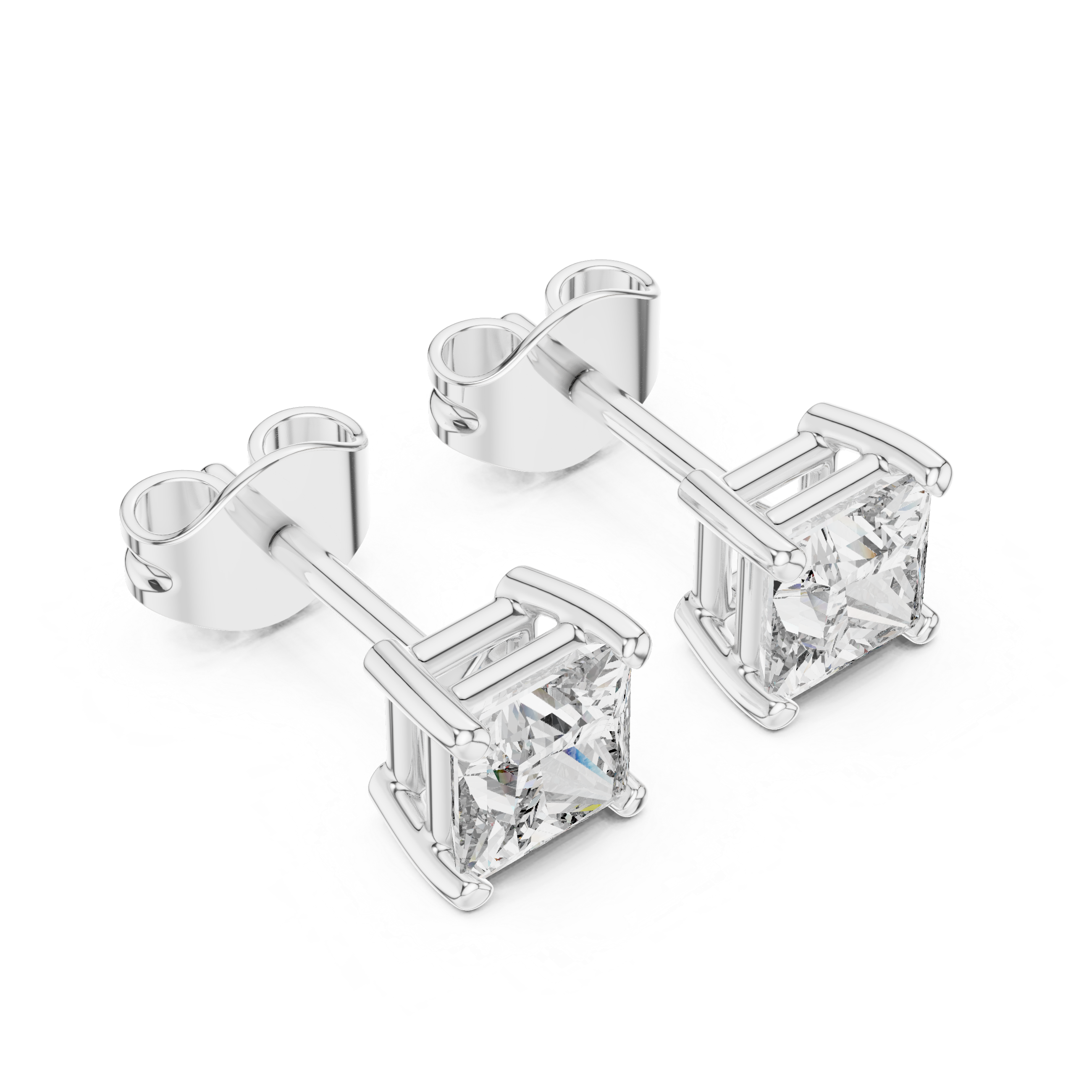 Classic Brilliance: Princess-Cut Diamond Stud Earrings