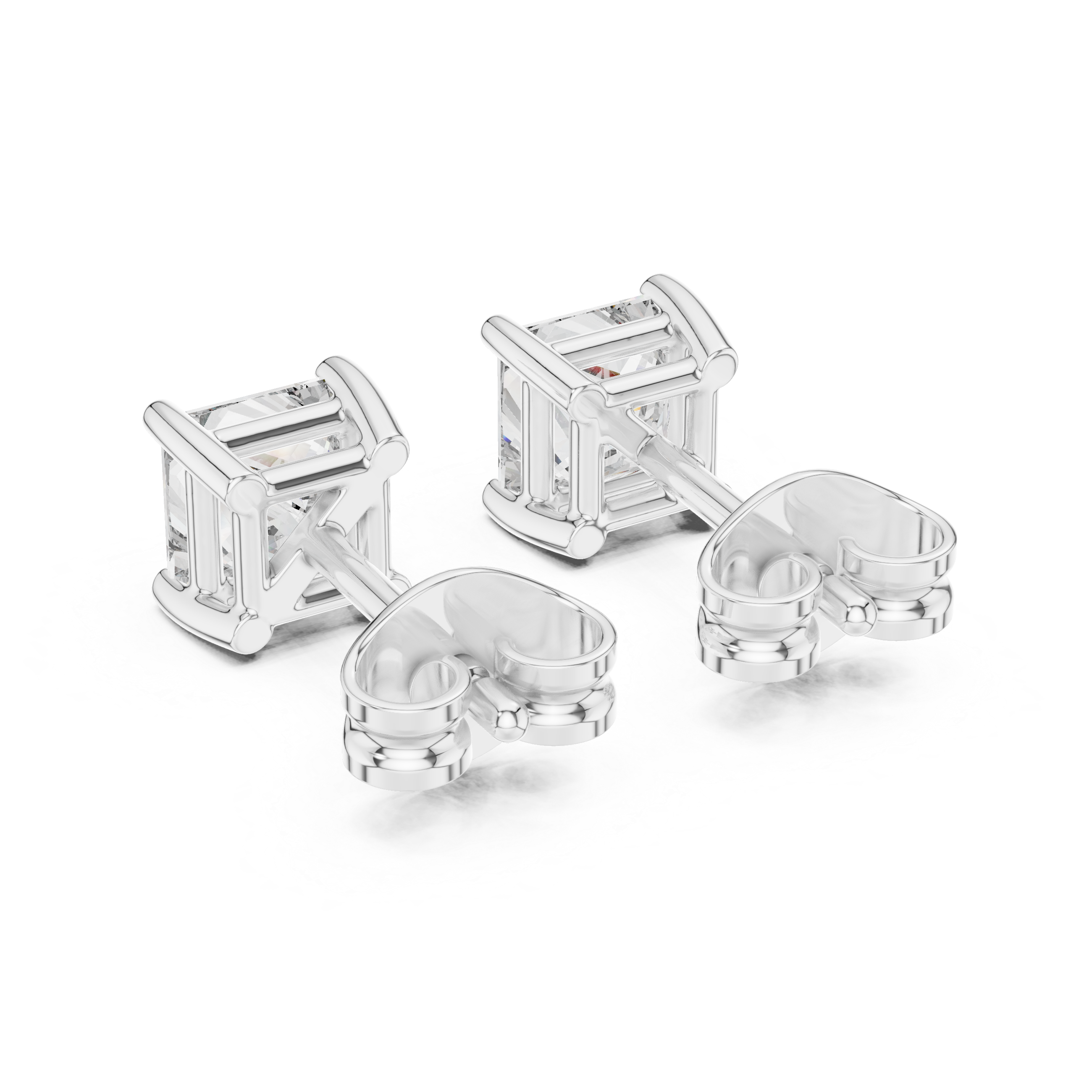 Classic Brilliance: Princess-Cut Diamond Stud Earrings