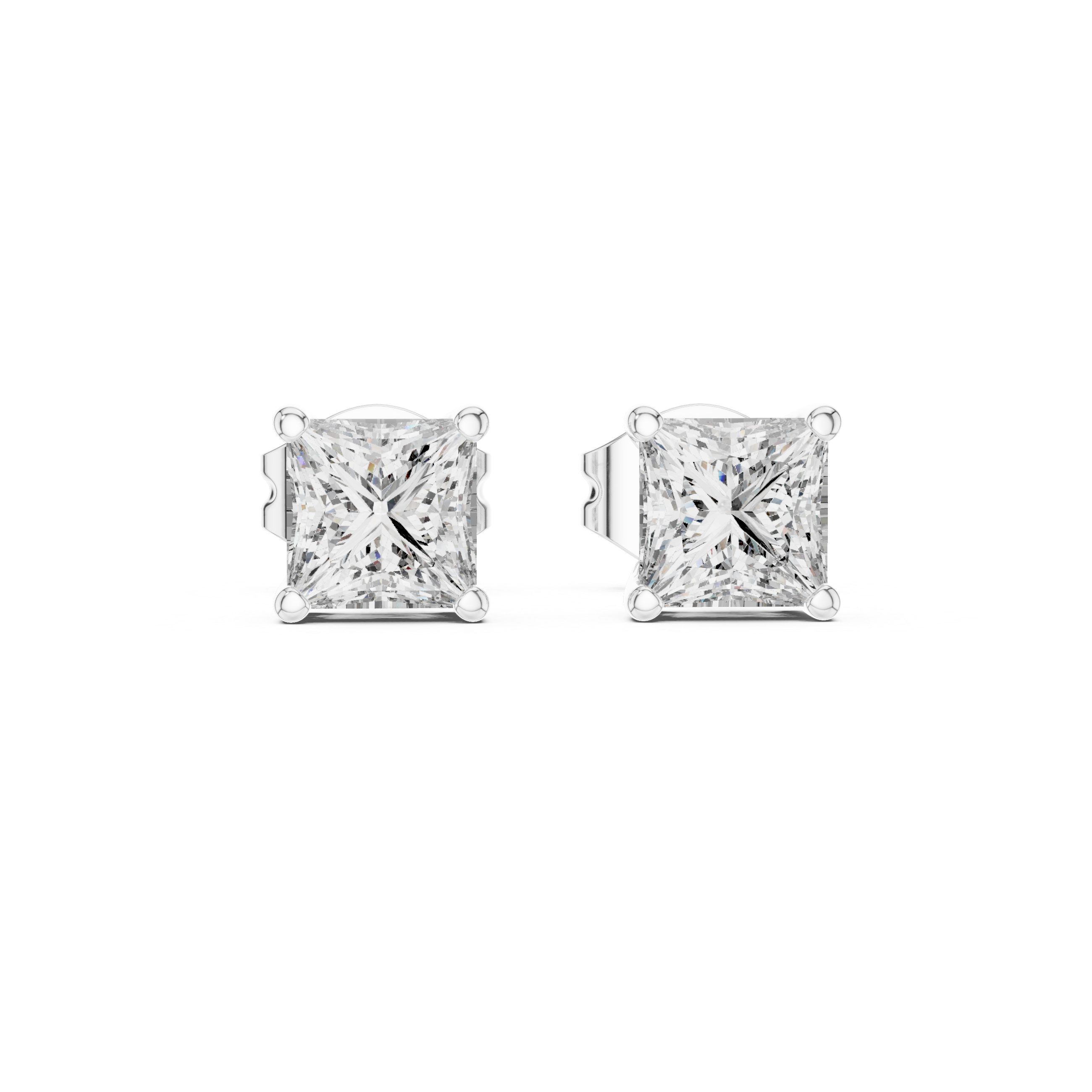 Classic Brilliance: Princess-Cut Diamond Stud Earrings