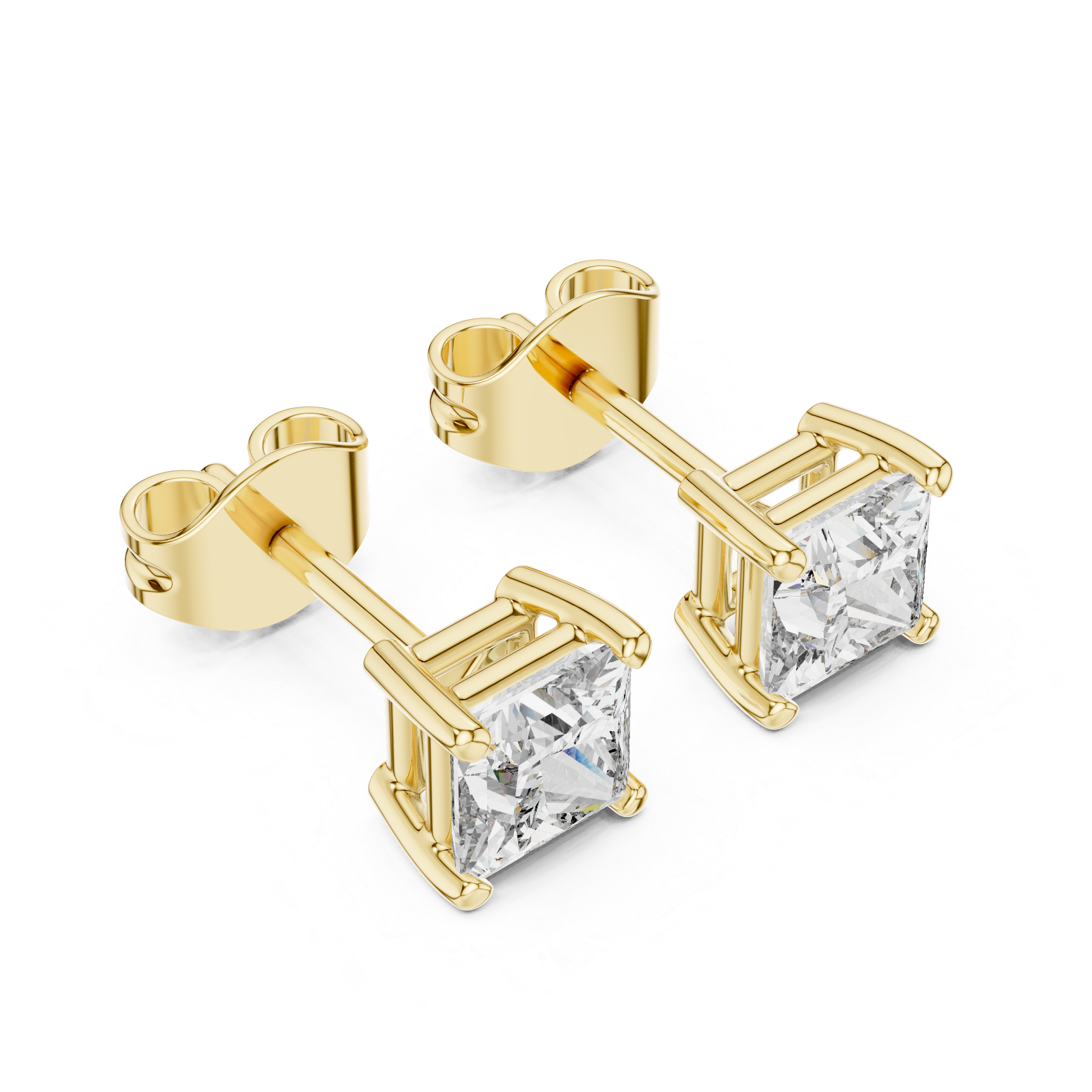 Classic Brilliance: Princess-Cut Diamond Stud Earrings
