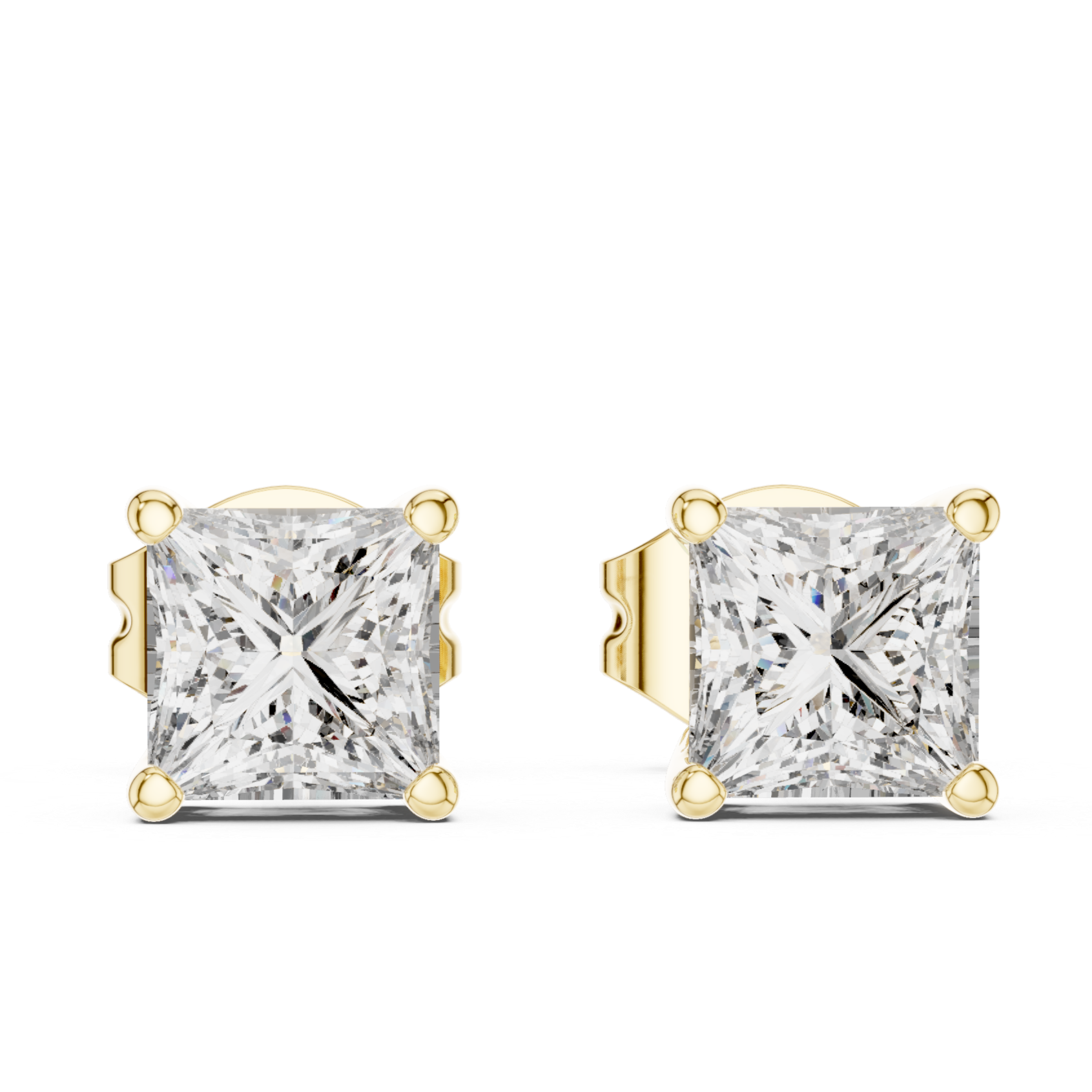 Classic Brilliance: Princess-Cut Diamond Stud Earrings