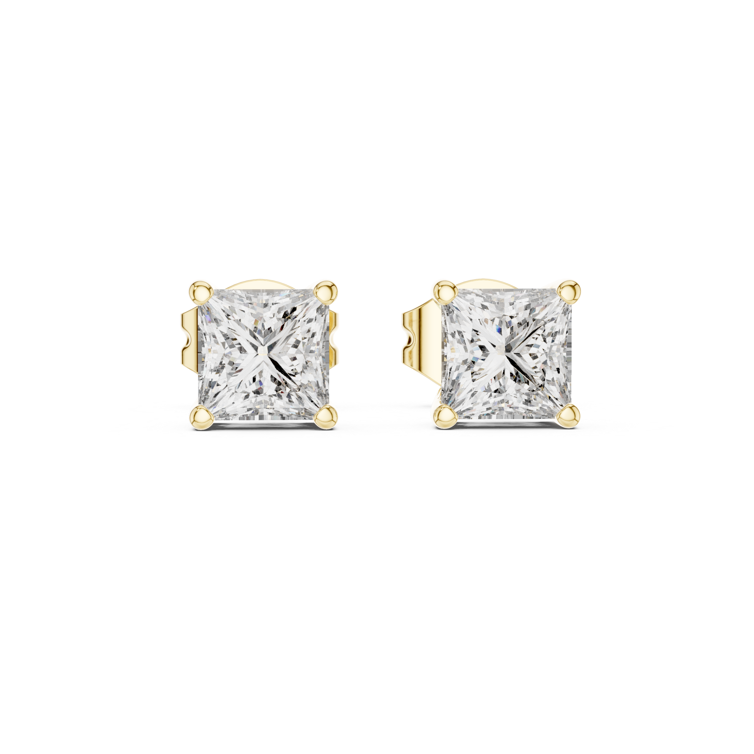 Classic Brilliance: Princess-Cut Diamond Stud Earrings