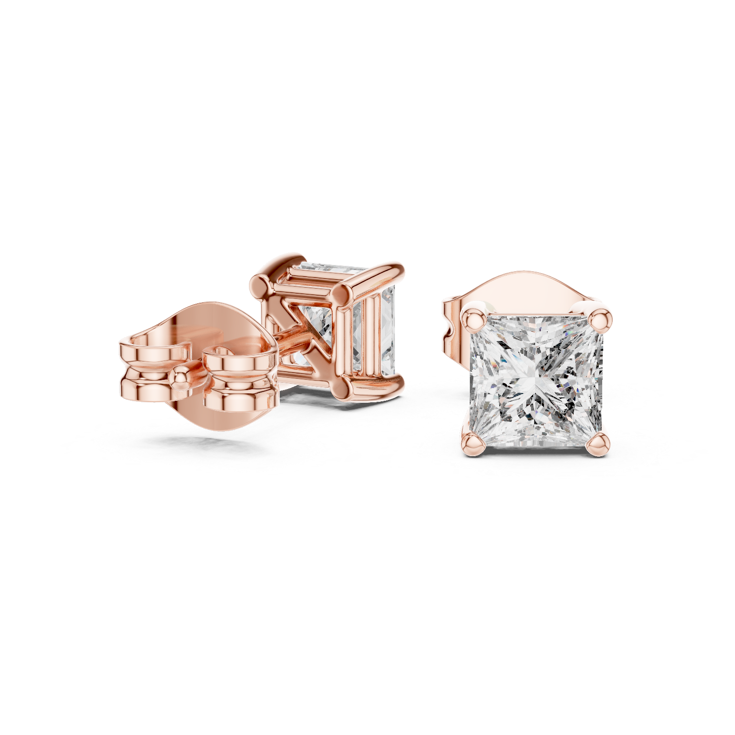Classic Brilliance: Princess-Cut Diamond Stud Earrings