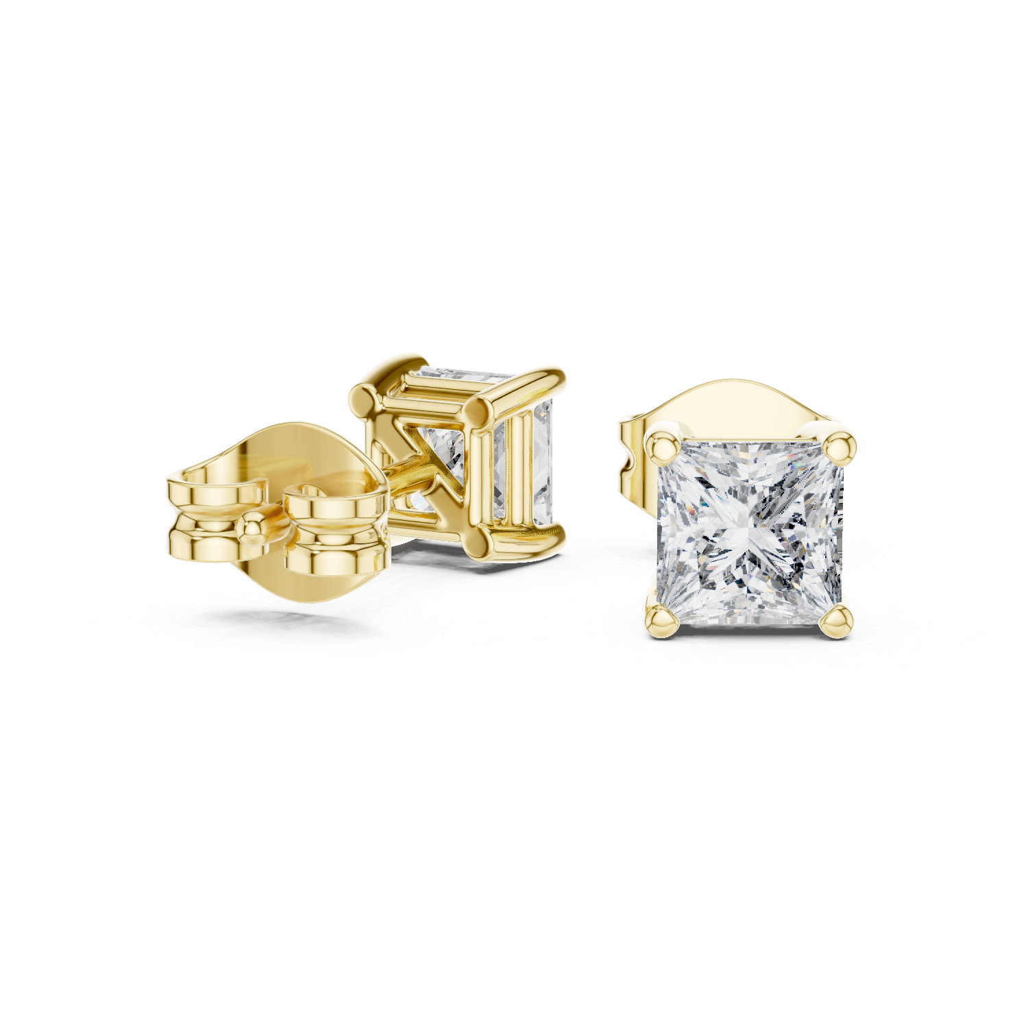 Classic Brilliance: Princess-Cut Diamond Stud Earrings