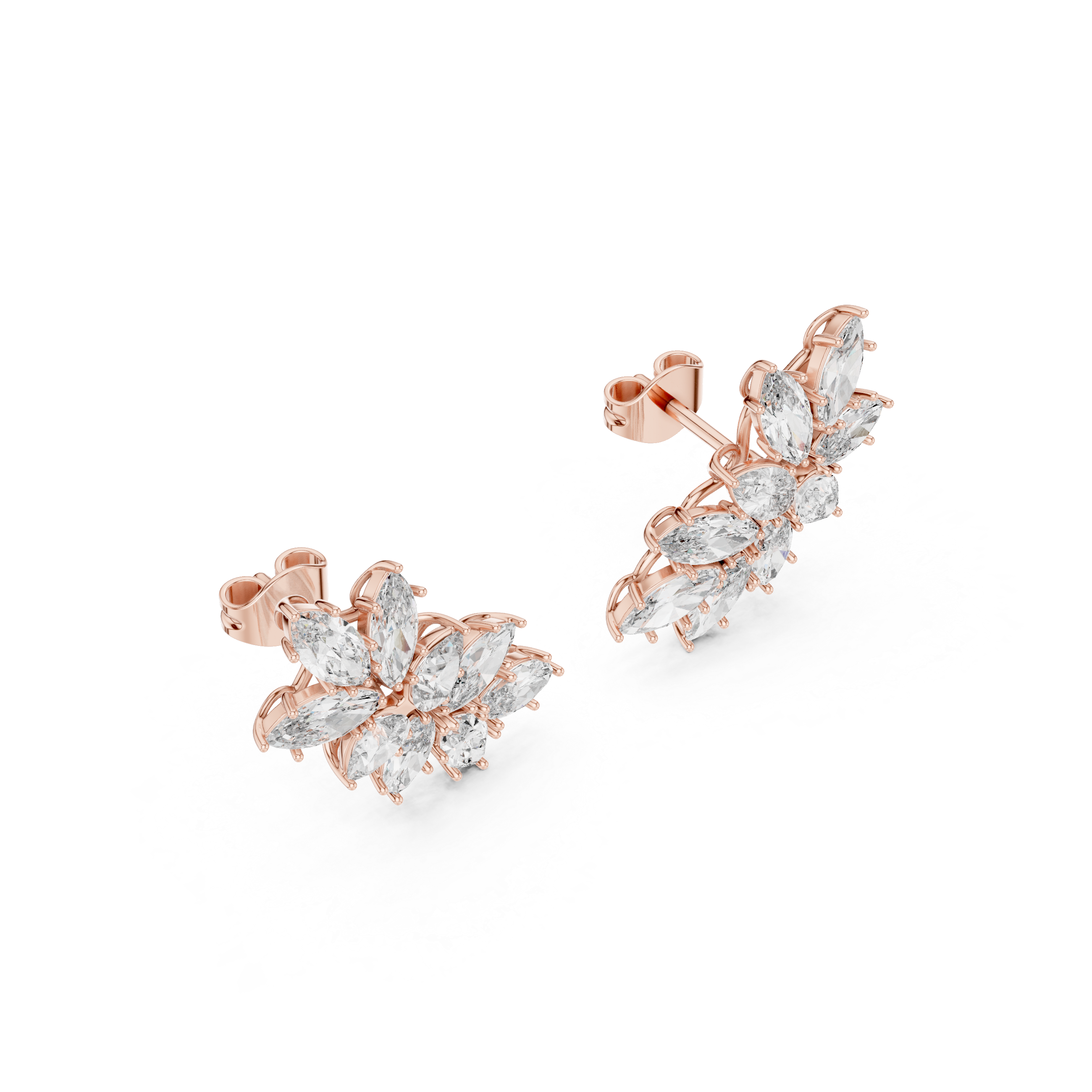 Blossom Sparkle:Marquise Diamond Cluster Earrings