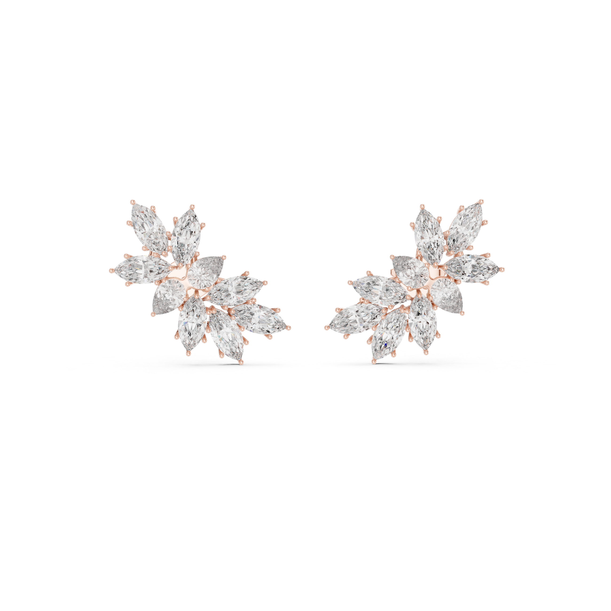 Blossom Sparkle:Marquise Diamond Cluster Earrings