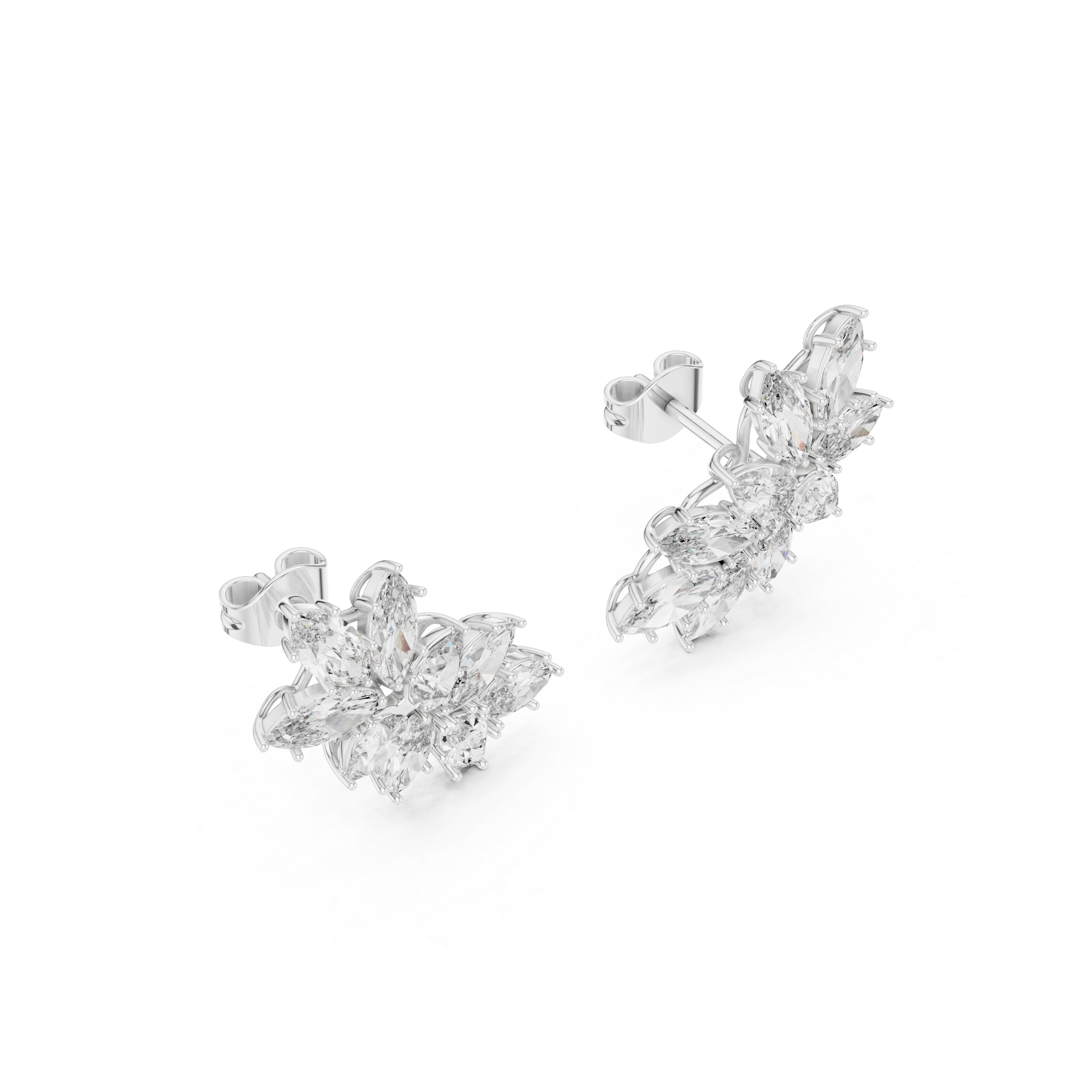 Blossom Sparkle:Marquise Diamond Cluster Earrings