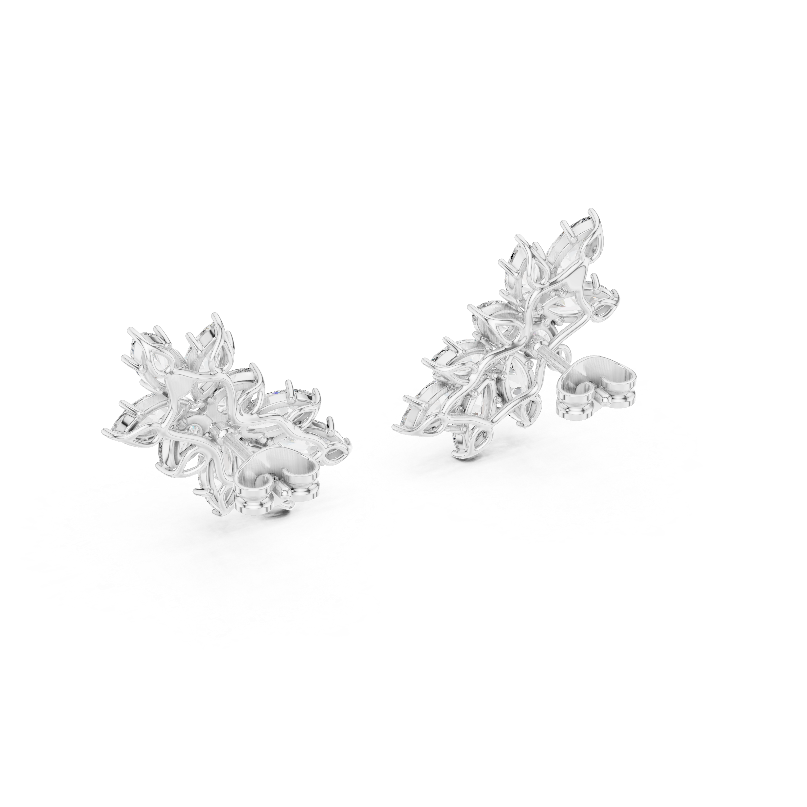 Blossom Sparkle:Marquise Diamond Cluster Earrings
