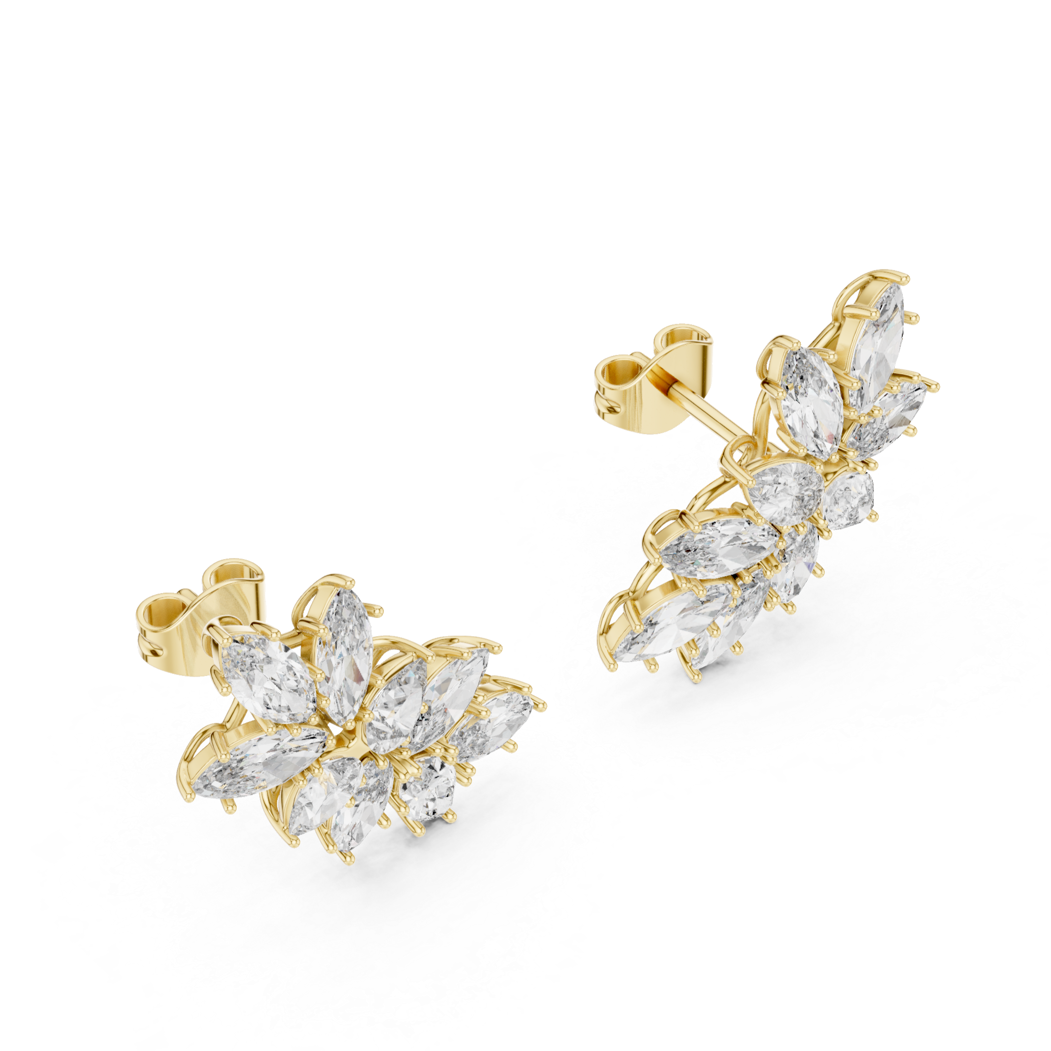 Blossom Sparkle:Marquise Diamond Cluster Earrings