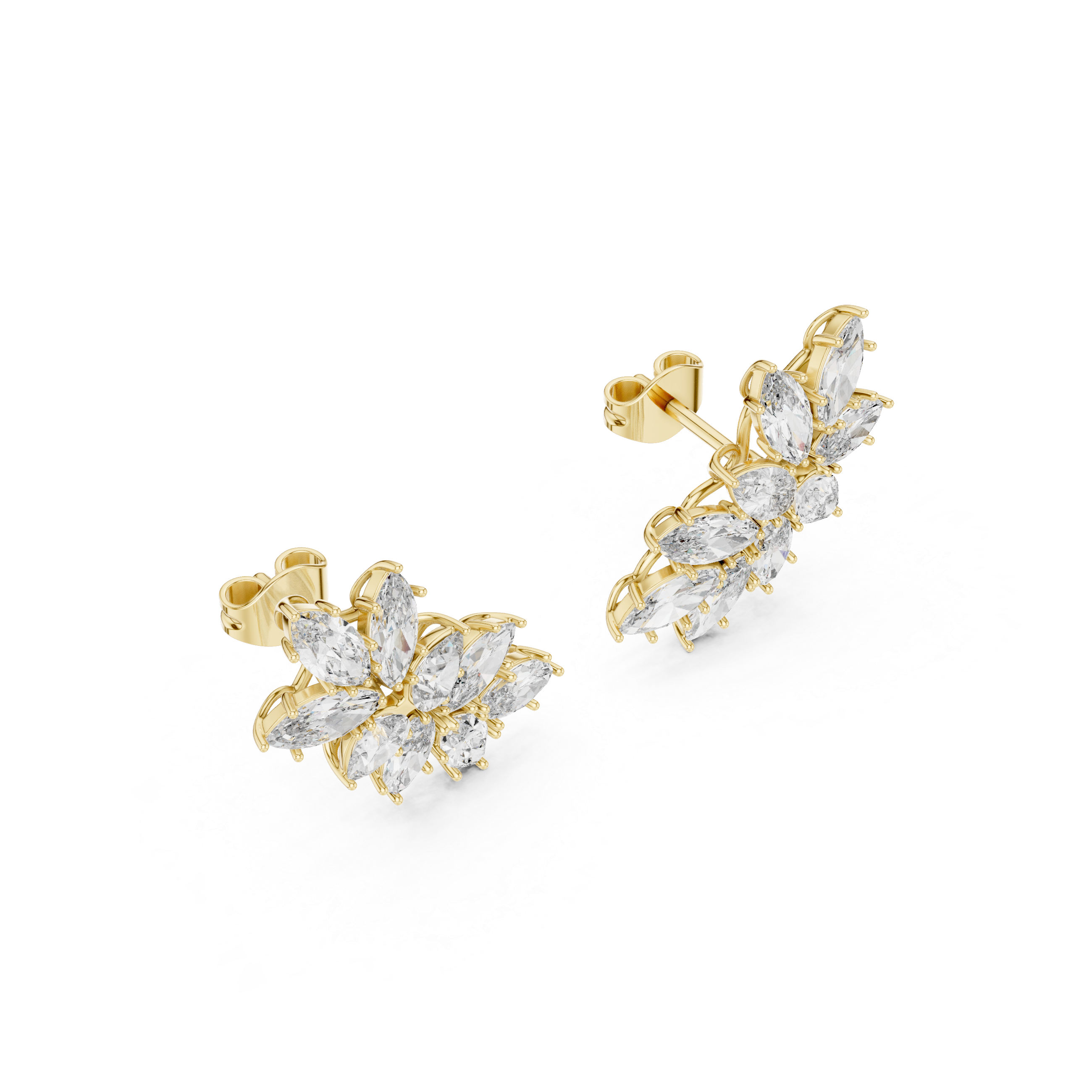 Blossom Sparkle:Marquise Diamond Cluster Earrings