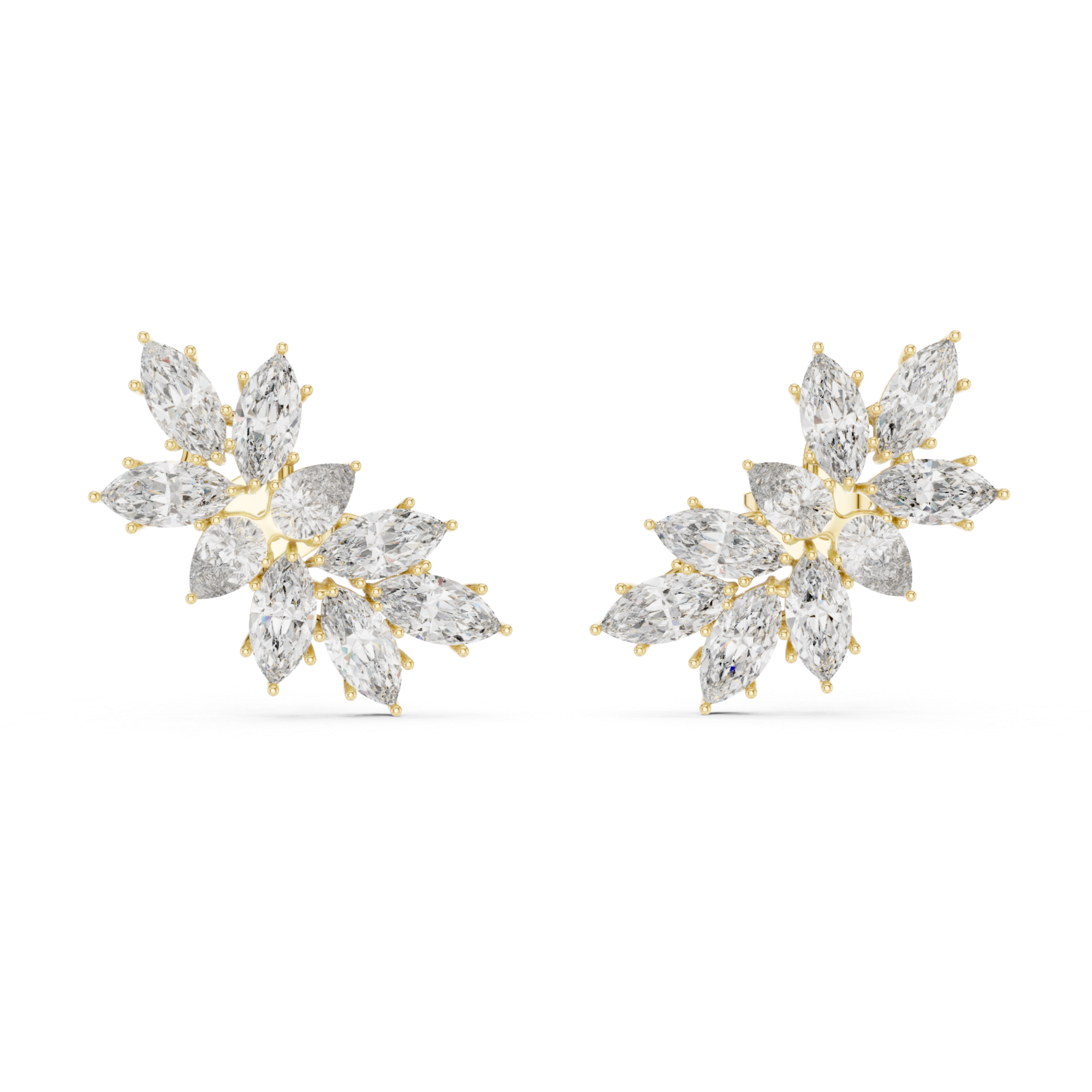 Blossom Sparkle:Marquise Diamond Cluster Earrings