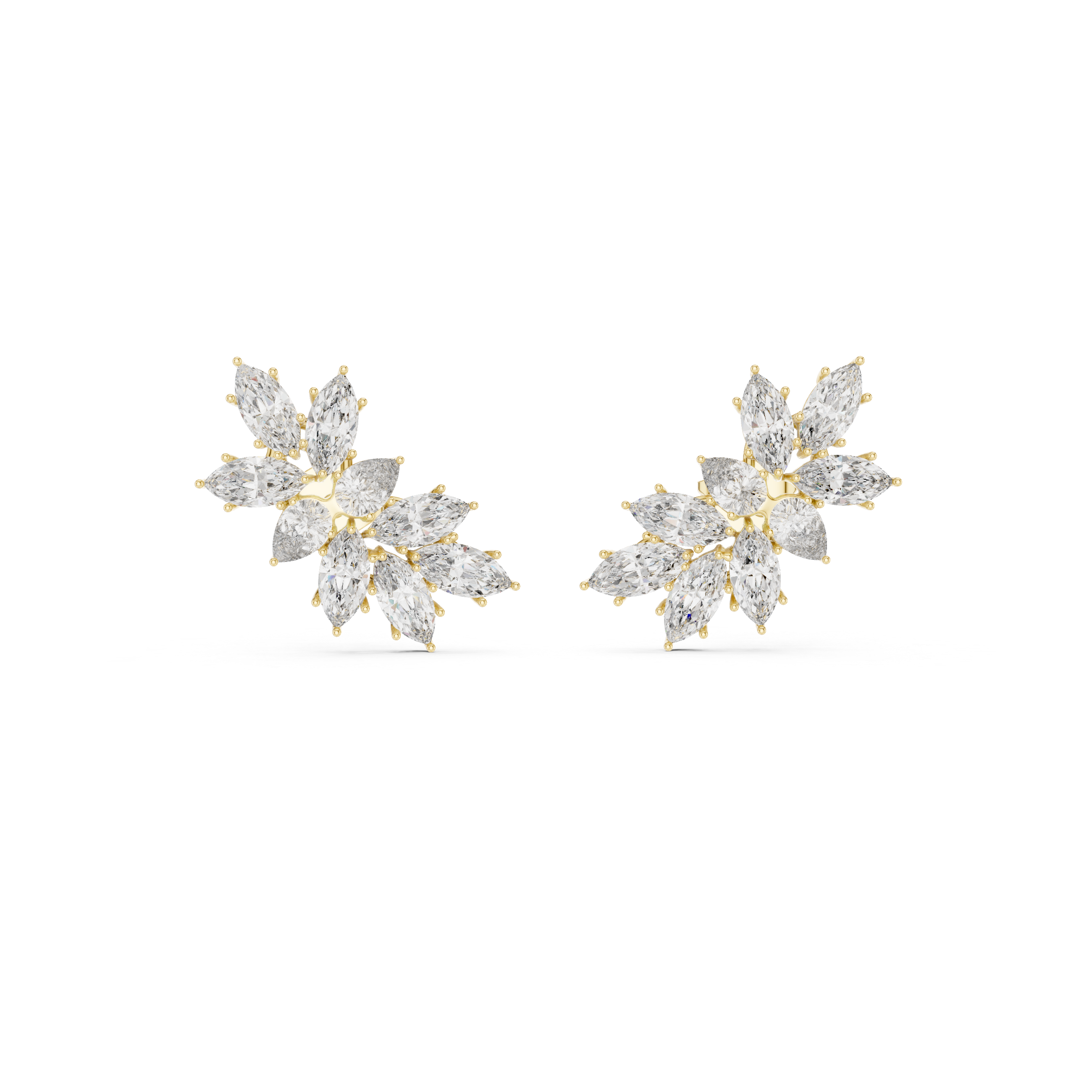 Blossom Sparkle:Marquise Diamond Cluster Earrings