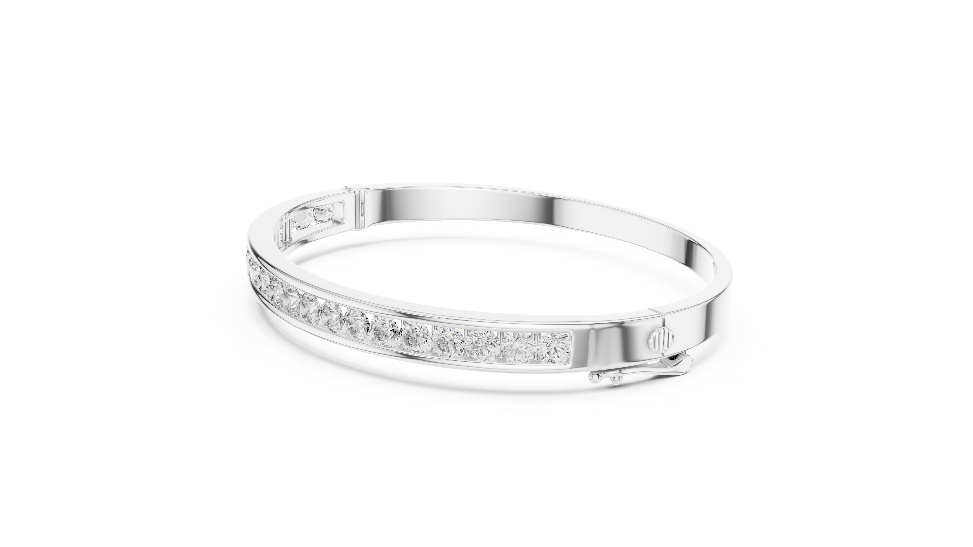 Channel-Set Diamond Bangle Bracelet
