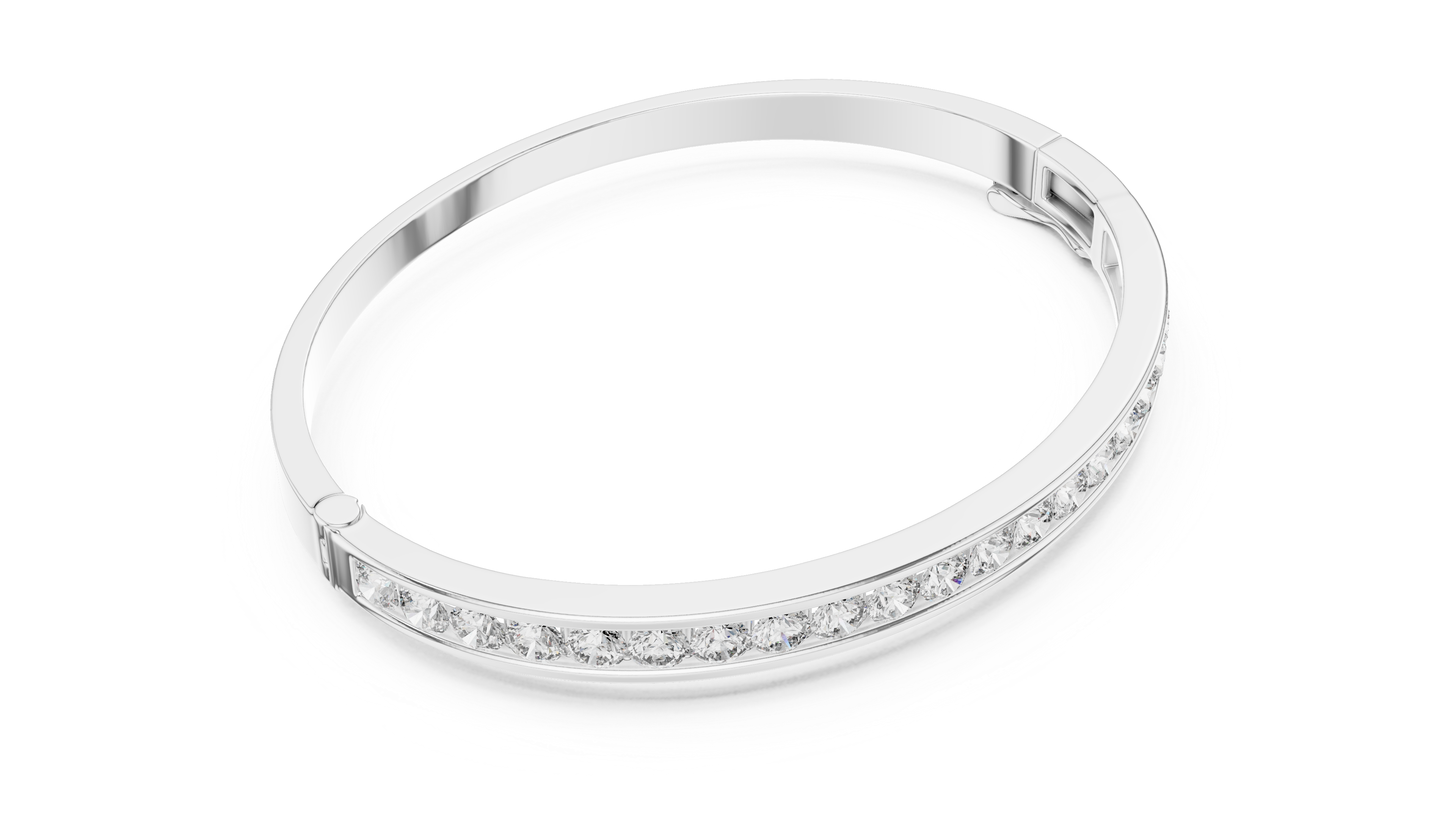 Channel-Set Diamond Bangle Bracelet
