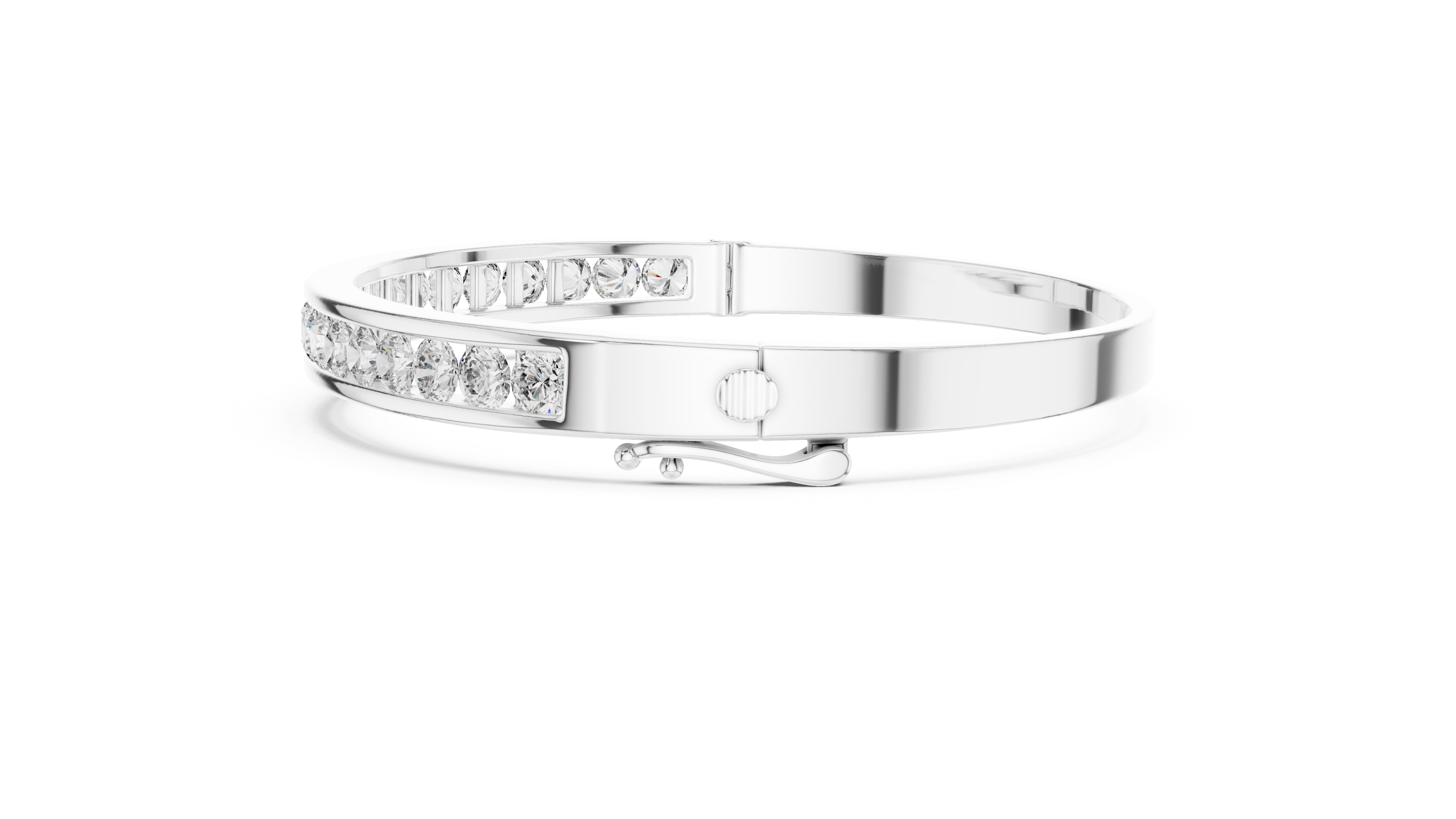 Channel-Set Diamond Bangle Bracelet