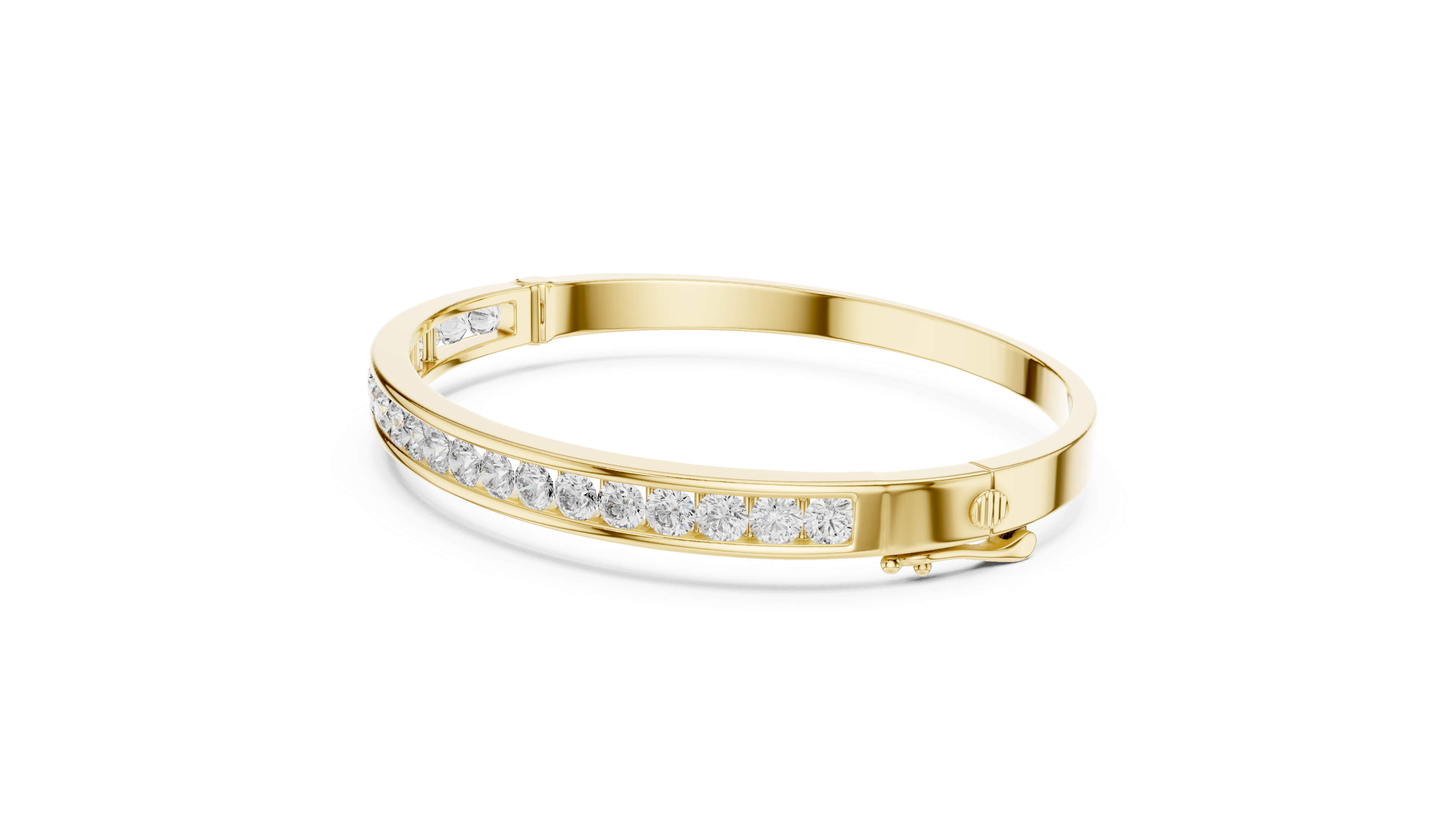 Channel-Set Diamond Bangle Bracelet