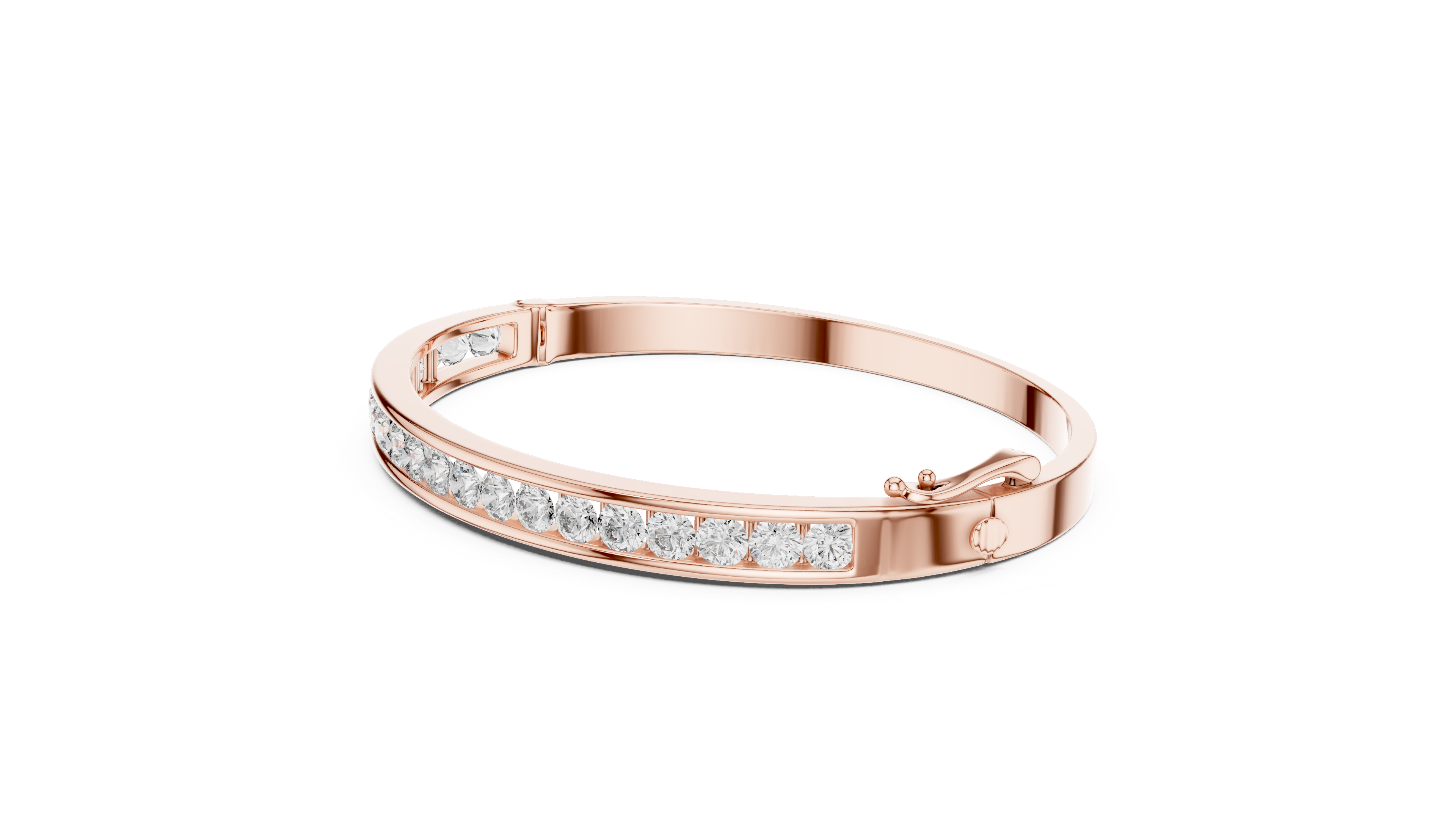 Classic Gold Bangle Bracelet with Round-Cut Diamonds