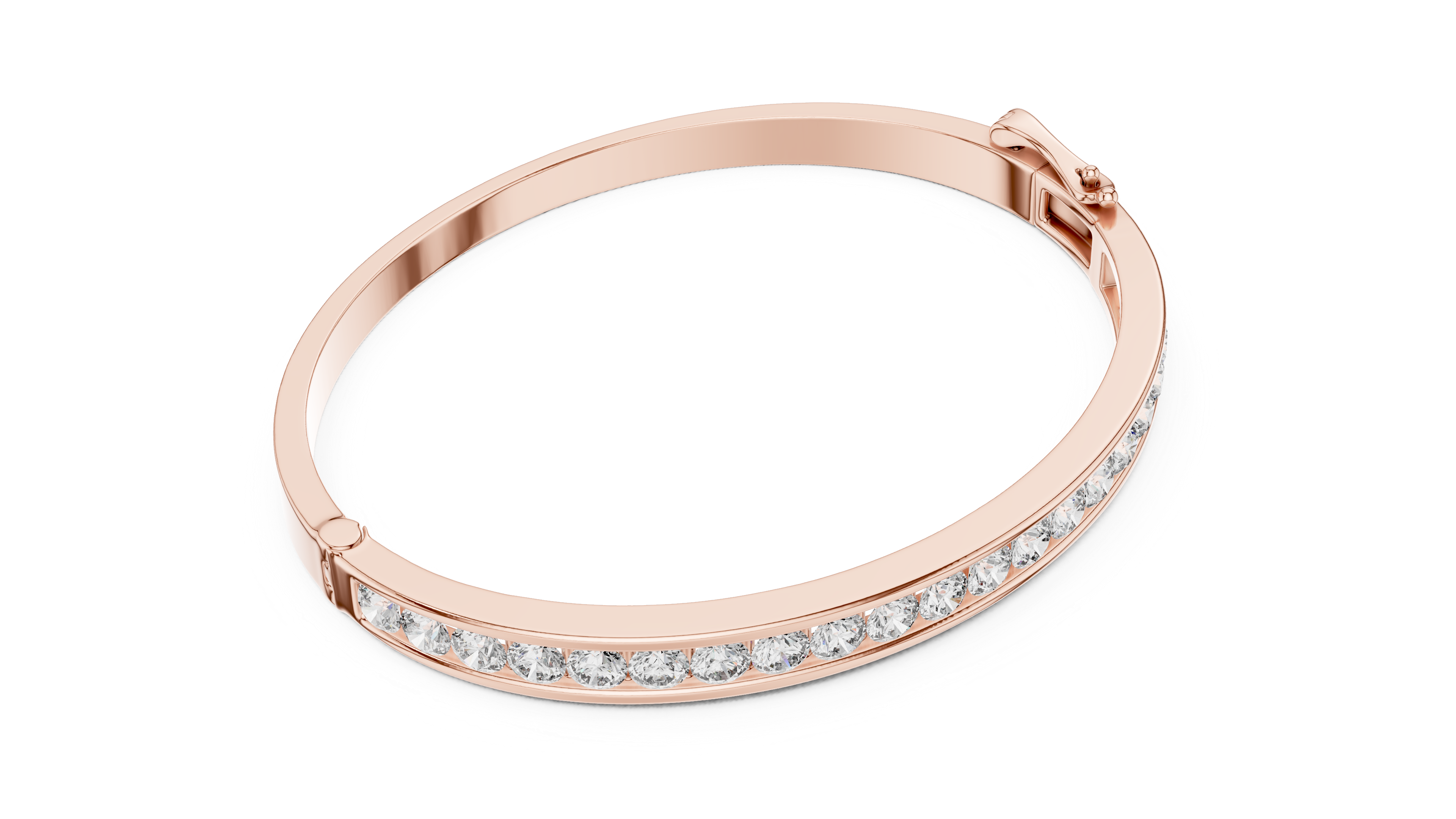 Classic Gold Bangle Bracelet with Round-Cut Diamonds