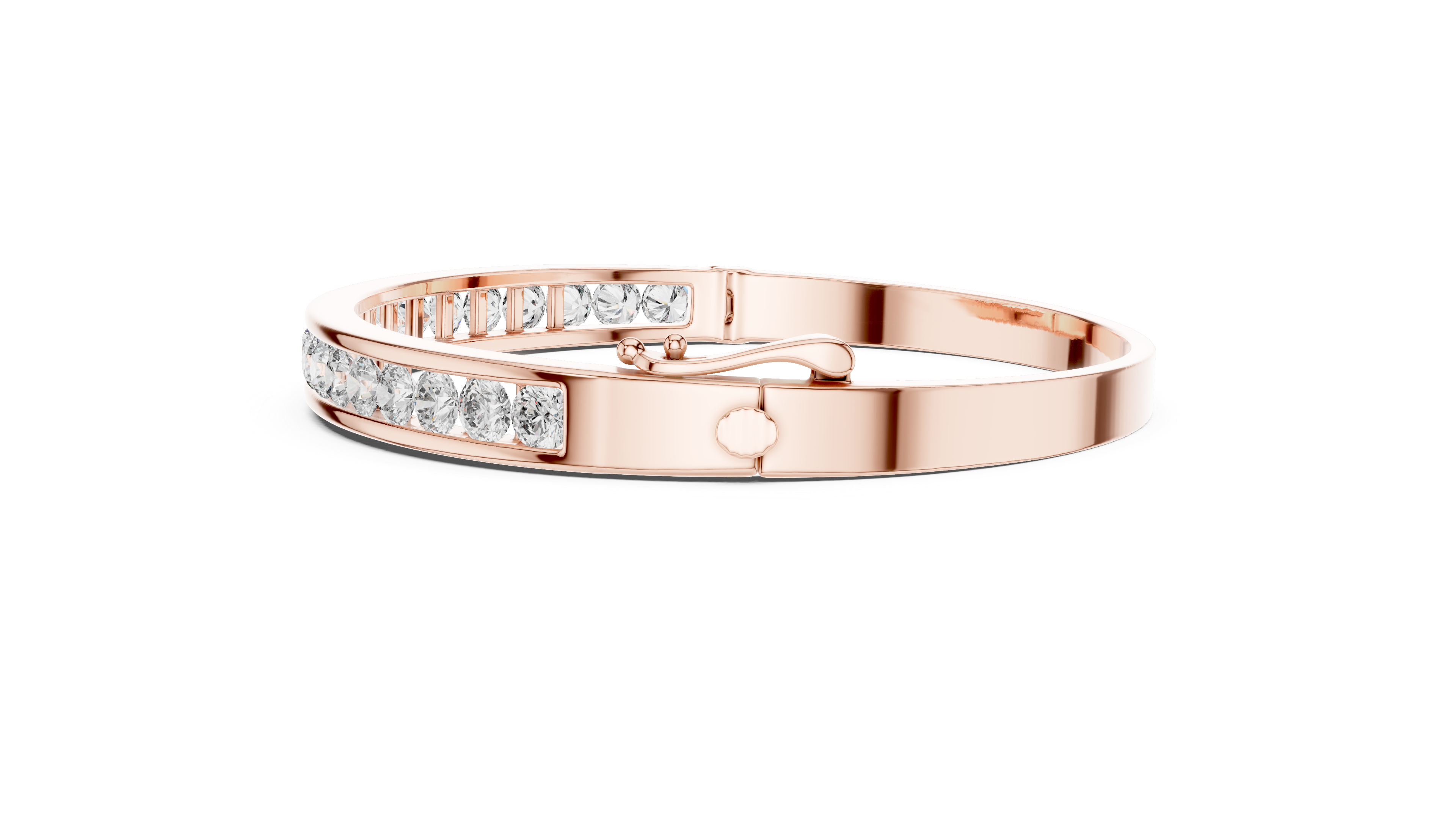 Classic Gold Bangle Bracelet with Round-Cut Diamonds