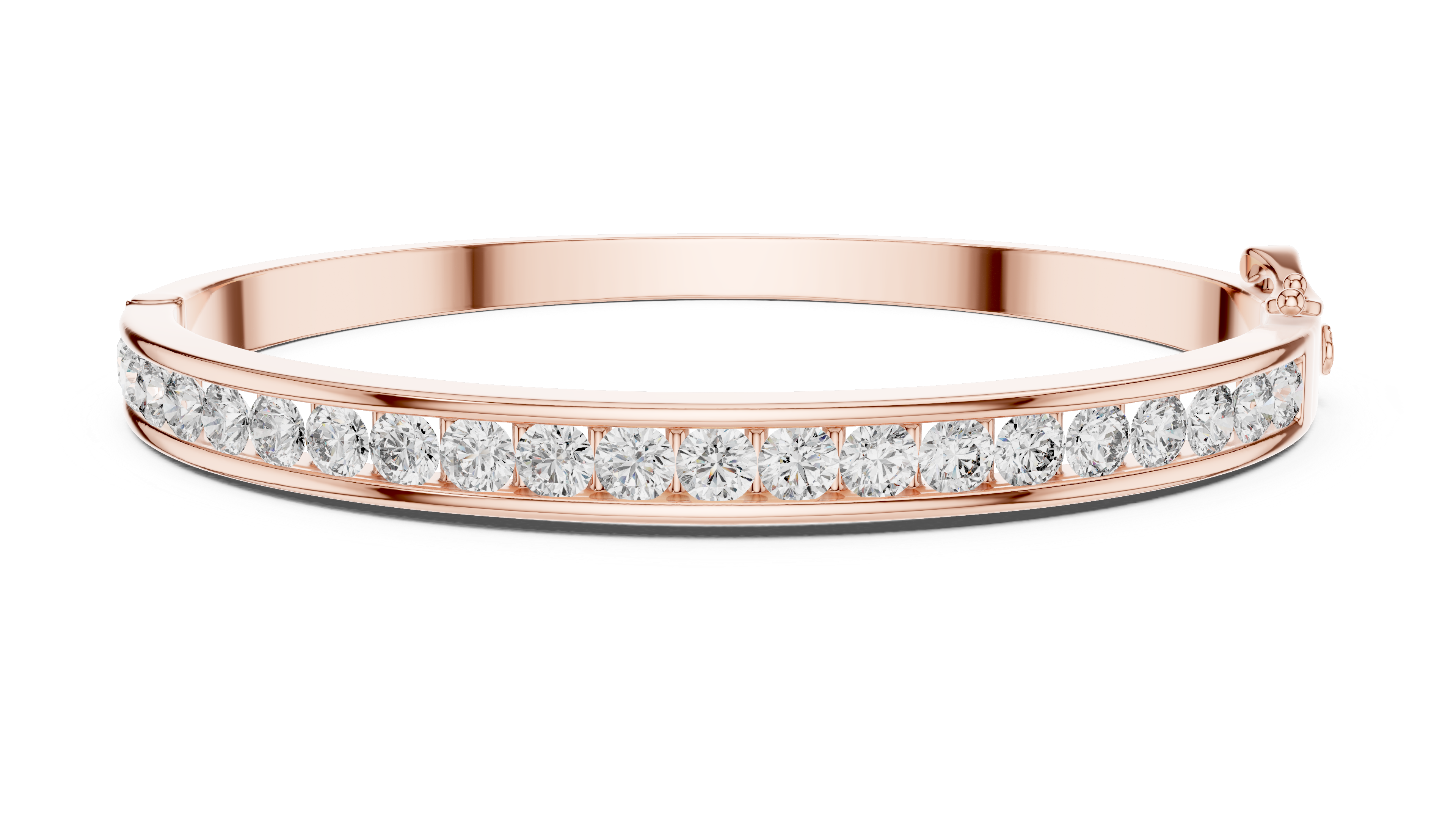Classic Gold Bangle Bracelet with Round-Cut Diamonds