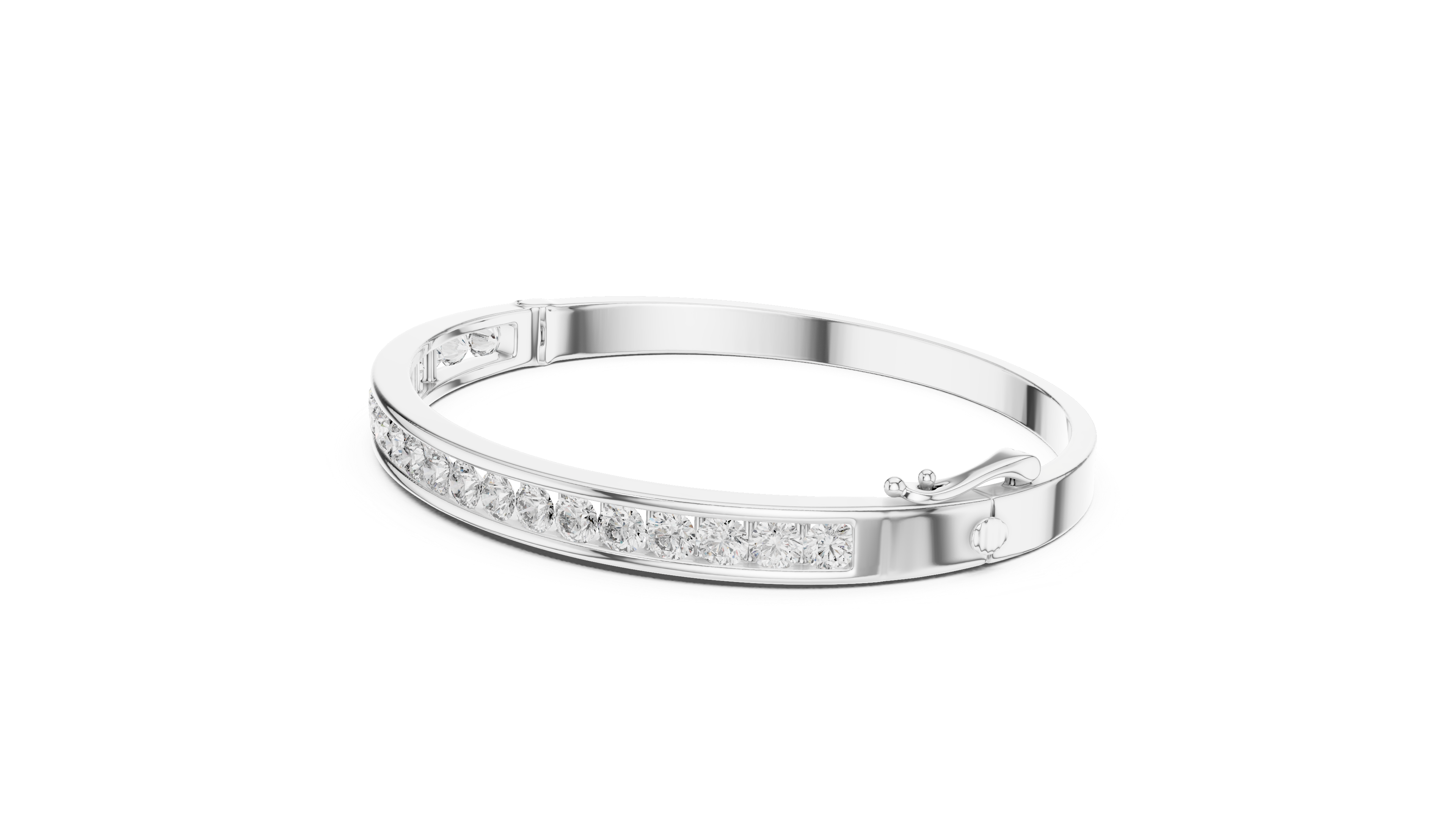 Classic Gold Bangle Bracelet with Round-Cut Diamonds