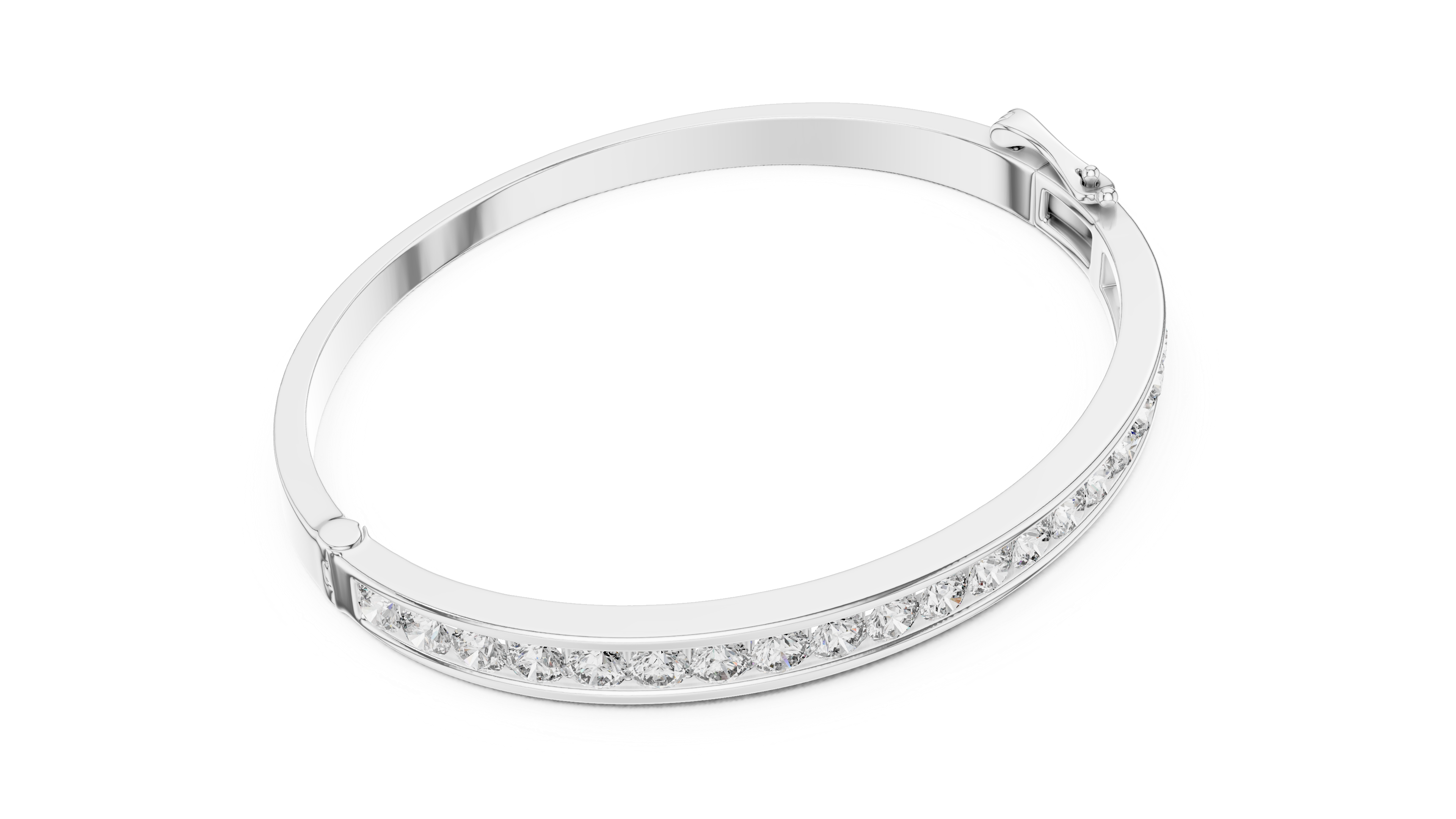 Classic Gold Bangle Bracelet with Round-Cut Diamonds
