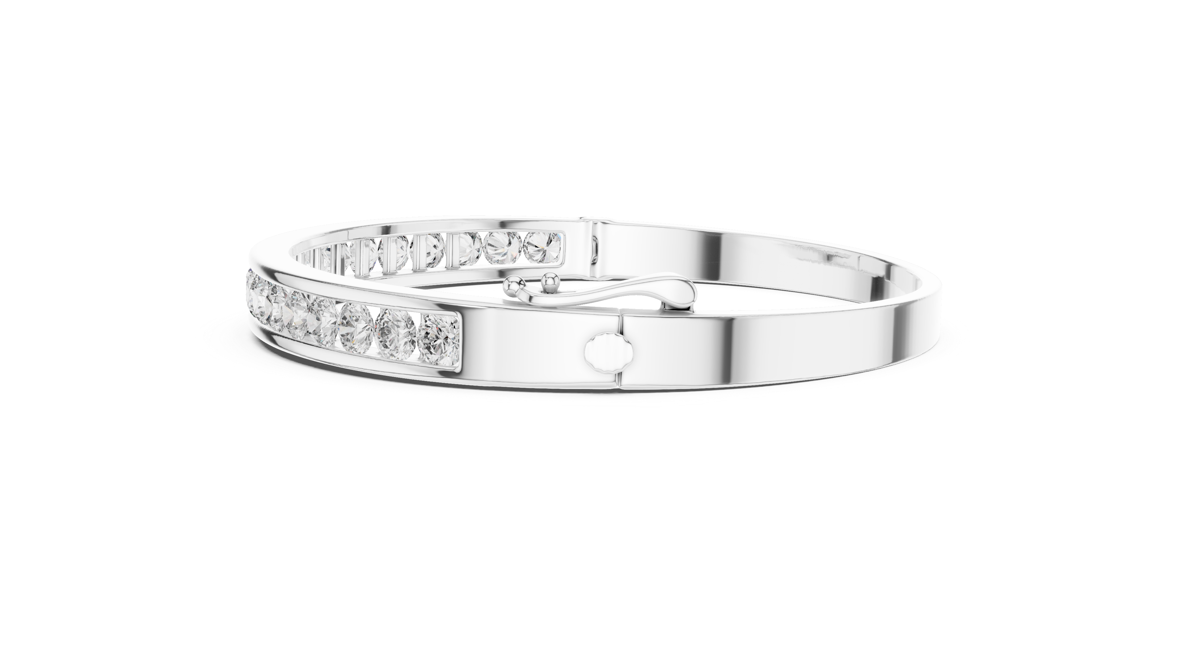 Classic Gold Bangle Bracelet with Round-Cut Diamonds
