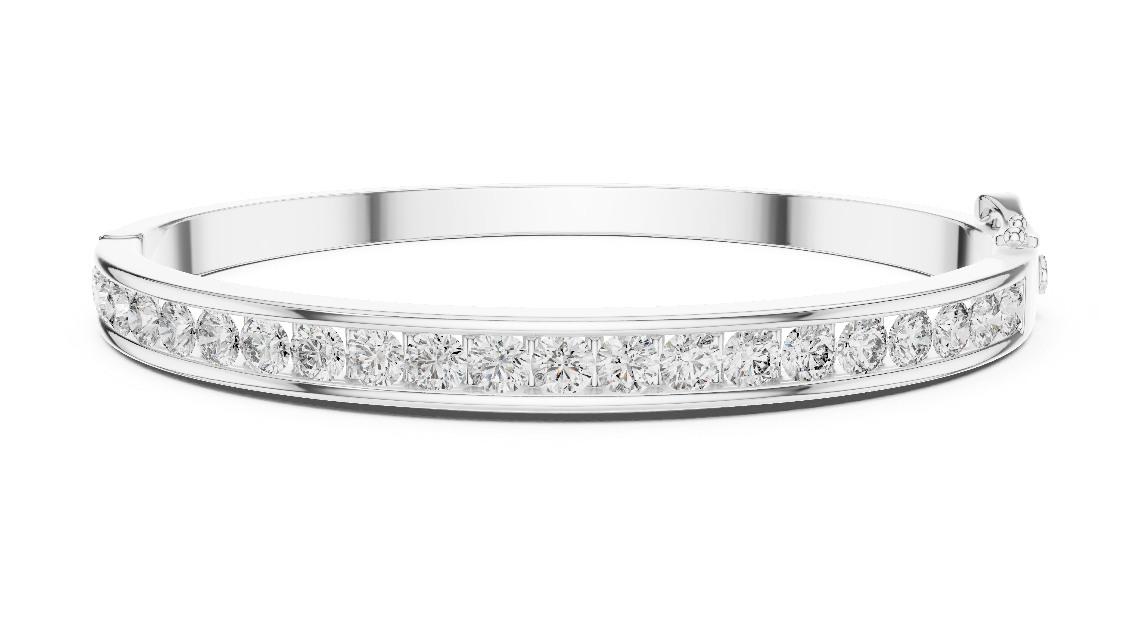 Classic Gold Bangle Bracelet with Round-Cut Diamonds