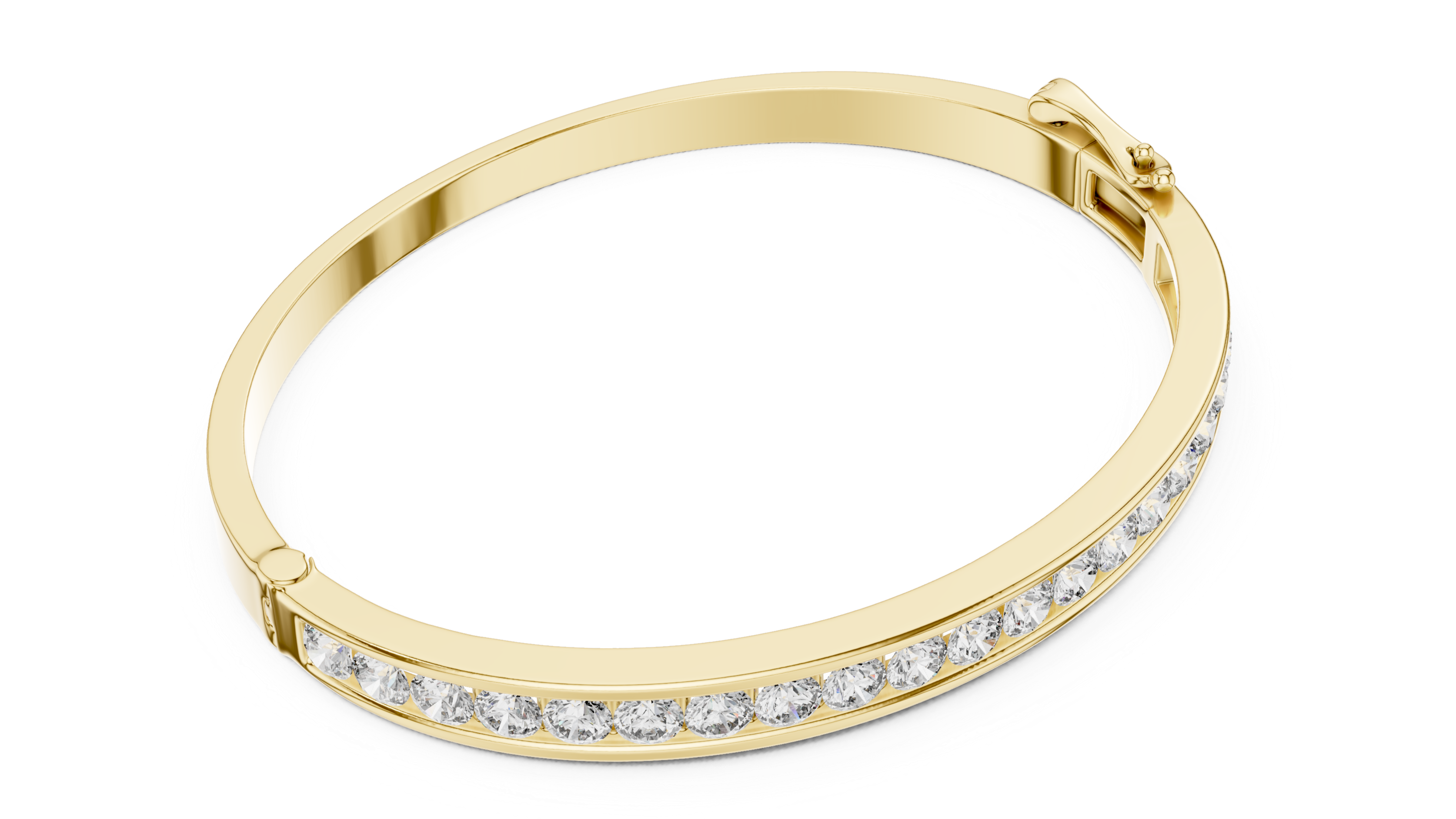 Classic Gold Bangle Bracelet with Round-Cut Diamonds