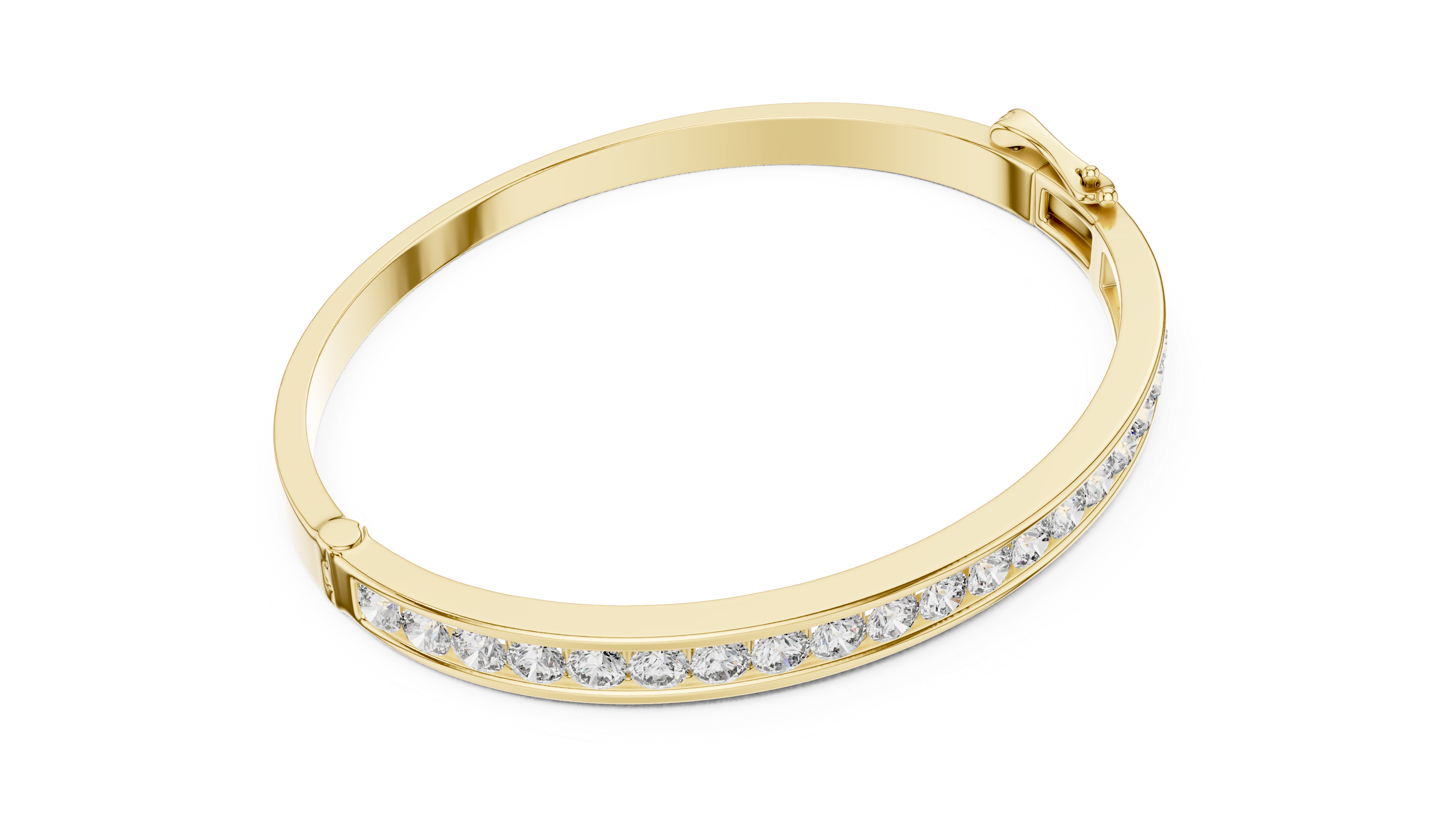 Classic Gold Bangle Bracelet with Round-Cut Diamonds