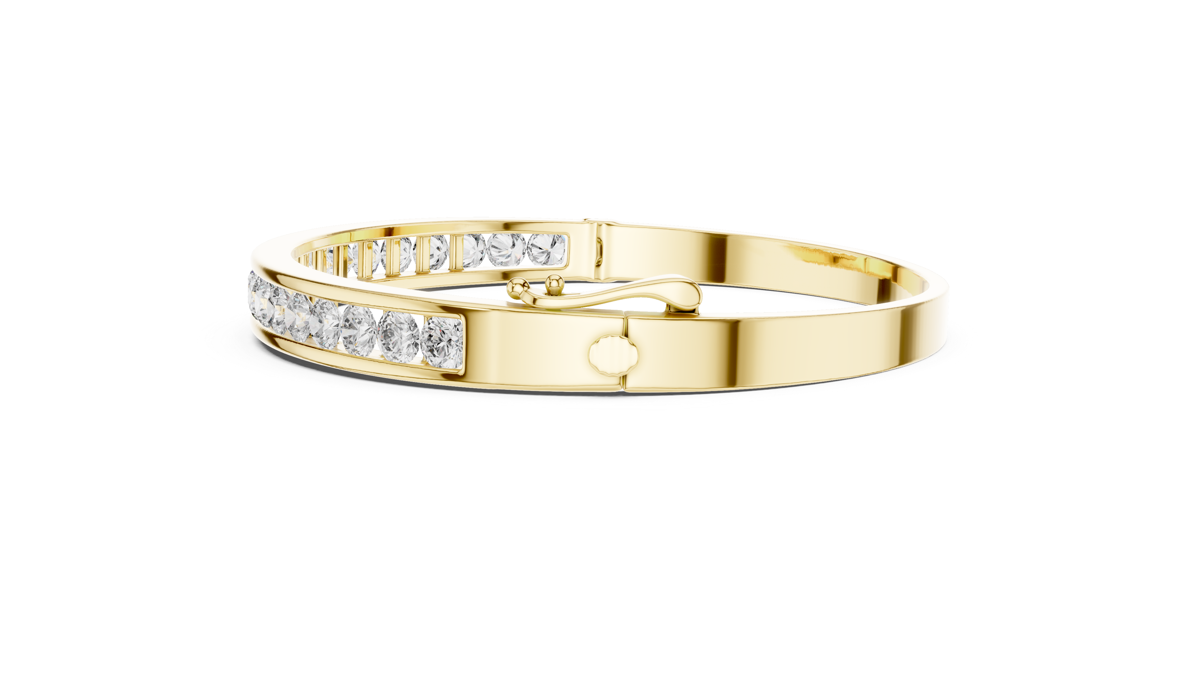 Classic Gold Bangle Bracelet with Round-Cut Diamonds