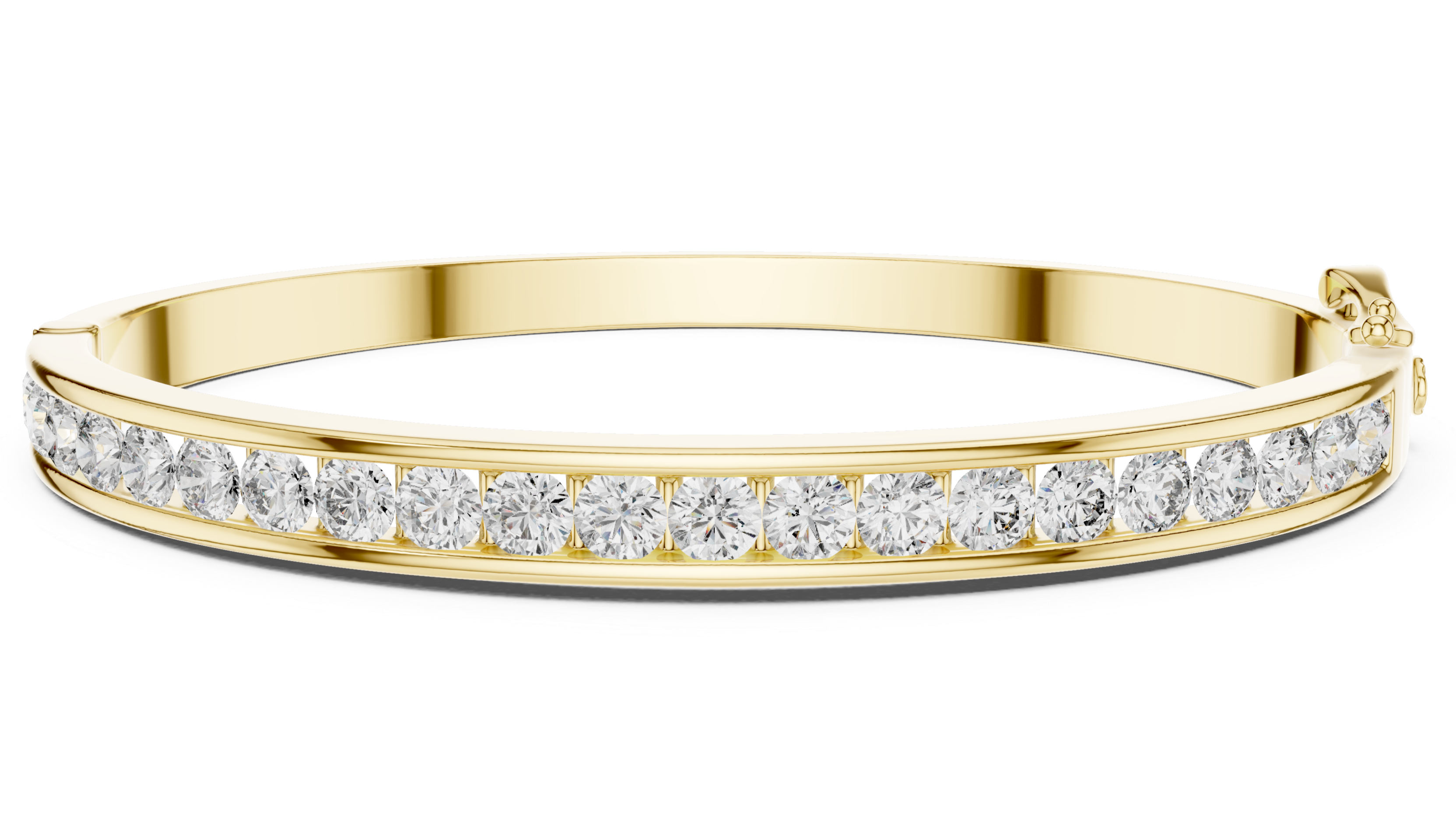 Classic Gold Bangle Bracelet with Round-Cut Diamonds