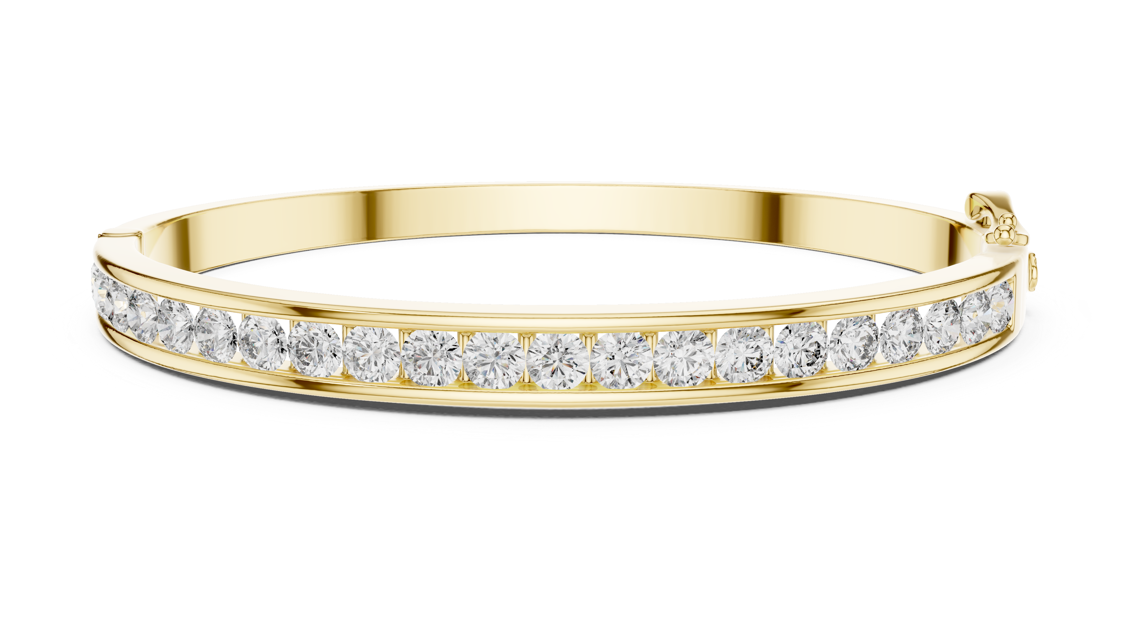 Classic Gold Bangle Bracelet with Round-Cut Diamonds