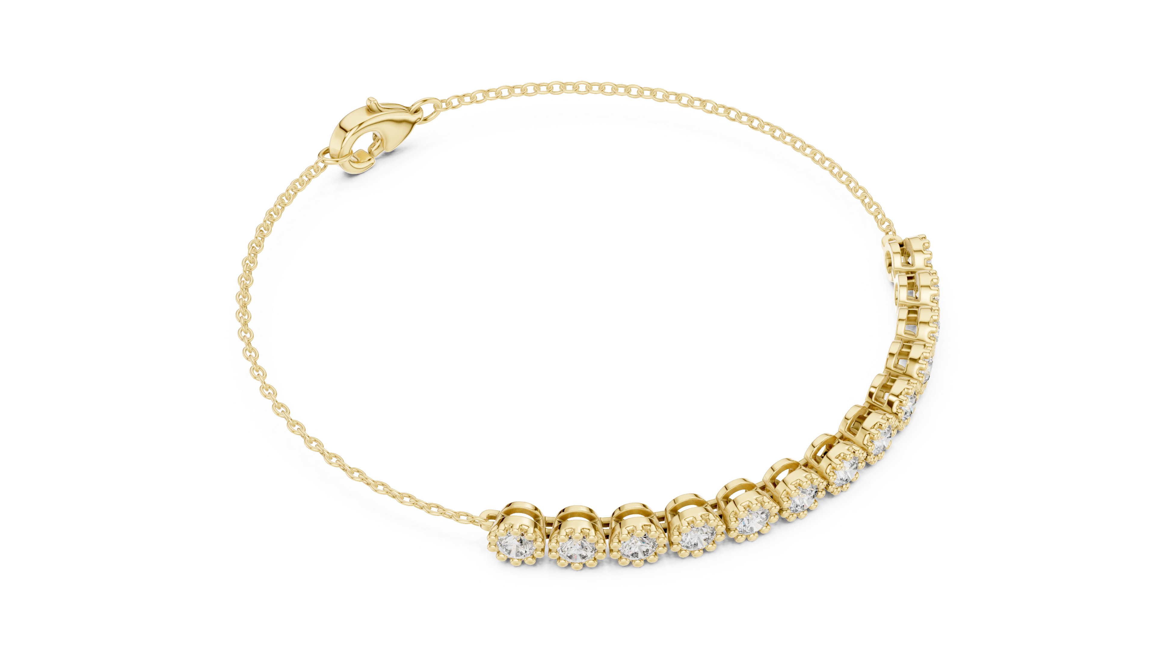 Bezel-Set Diamond Chain Bracelet