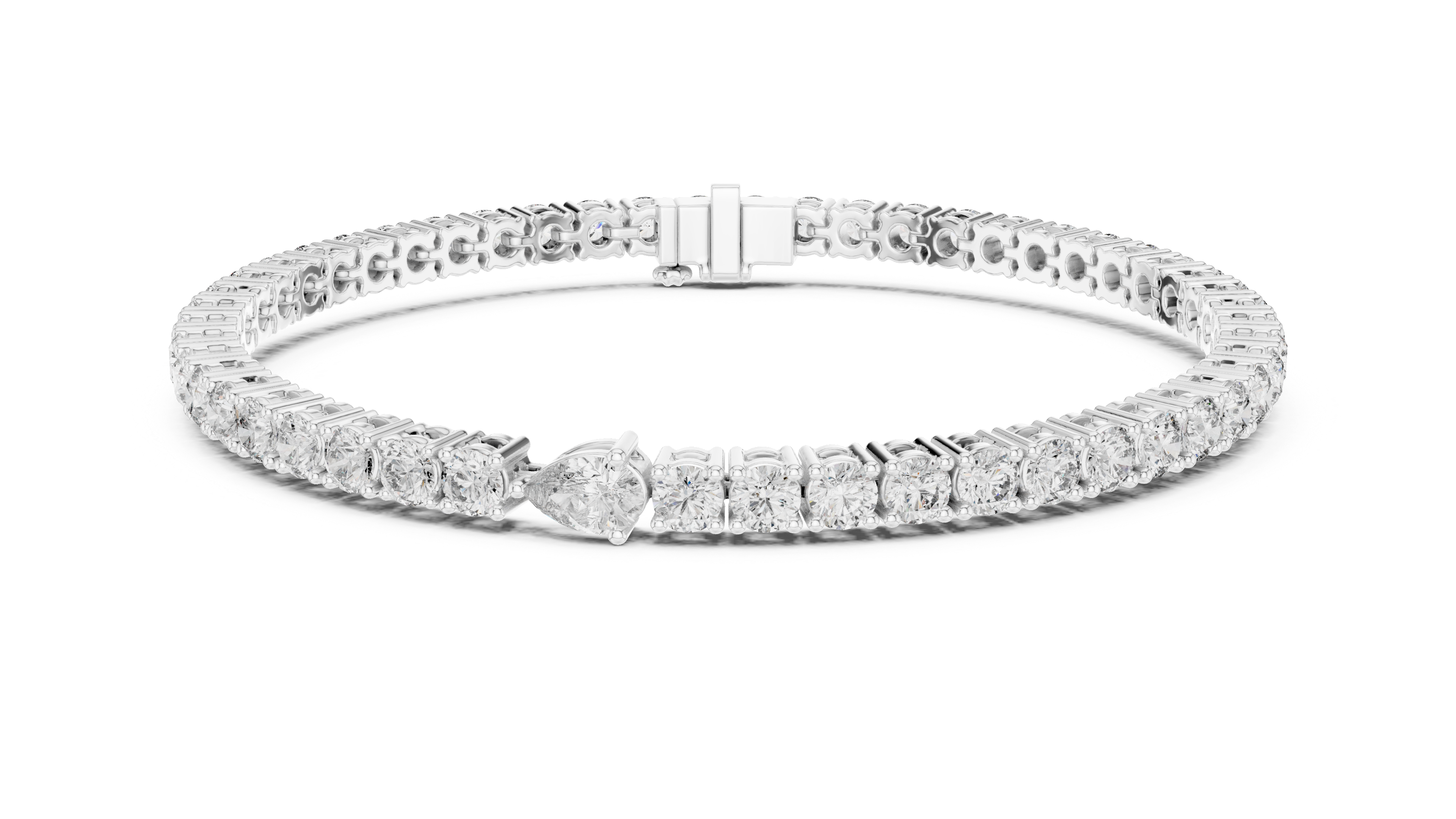 Pear-Shaped Center Diamond Tennis Bracelet