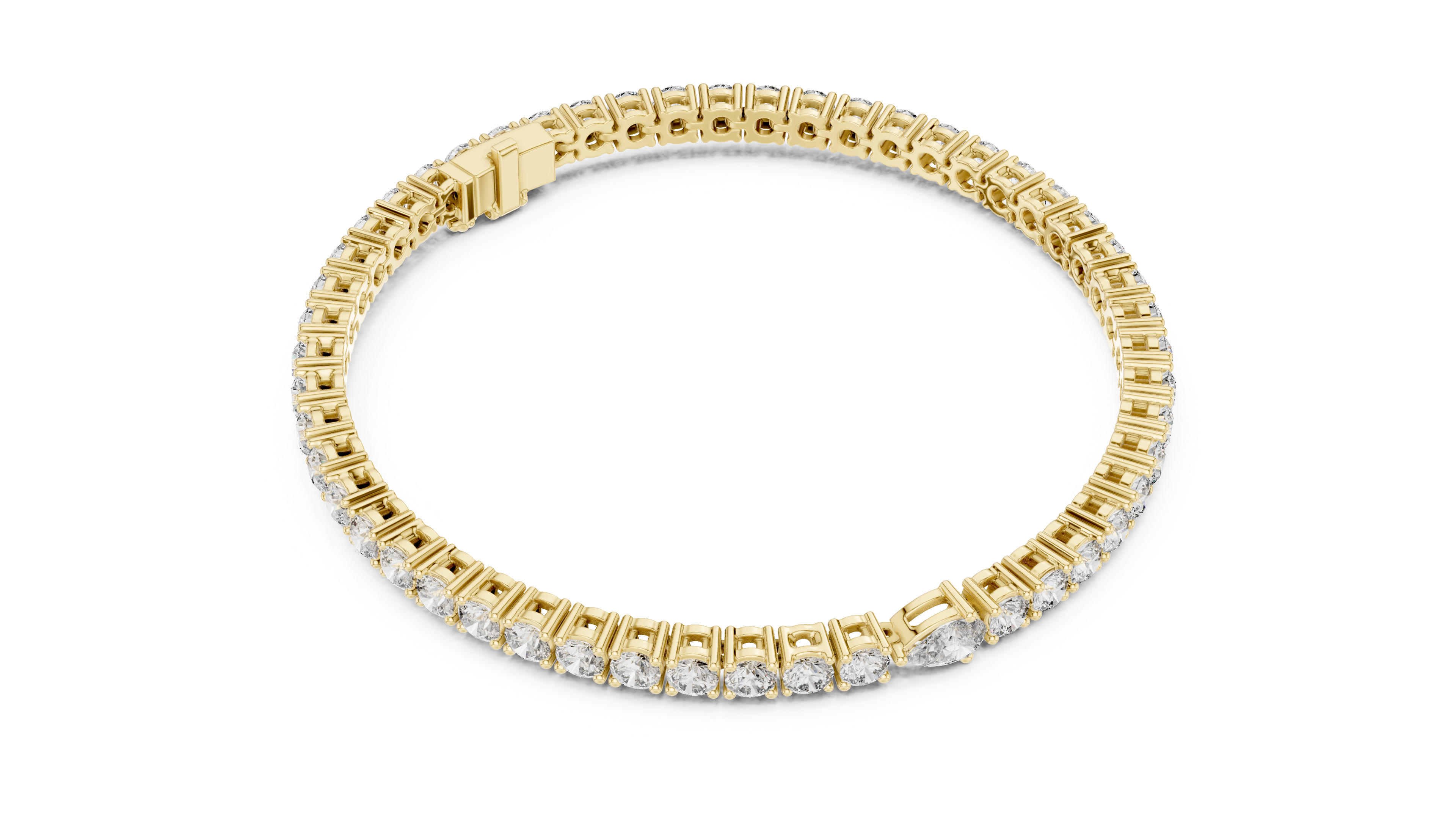 Pear-Shaped Center Diamond Tennis Bracelet