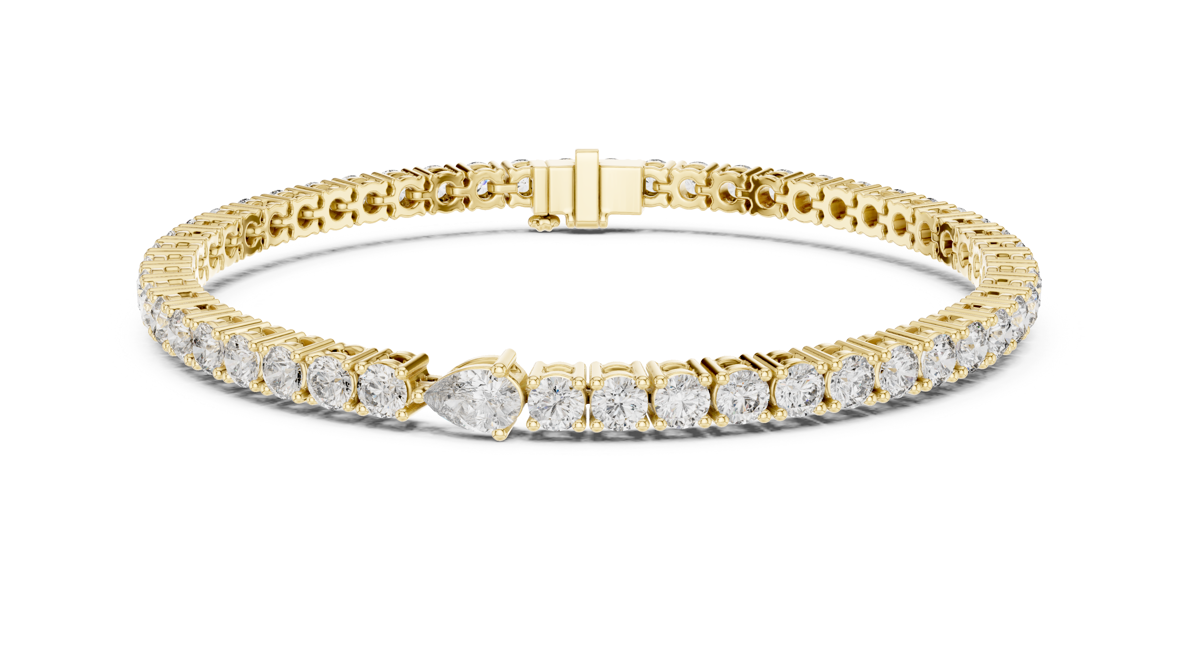 Pear-Shaped Center Diamond Tennis Bracelet