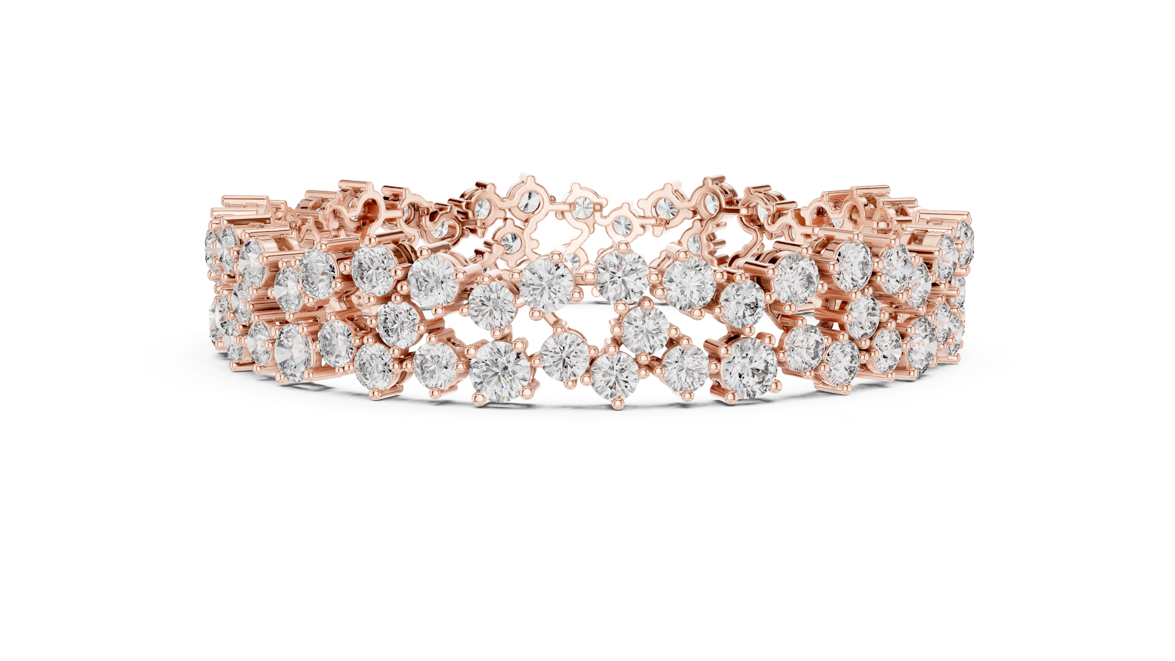Double Row Cluster Diamond Tennis Bracelet