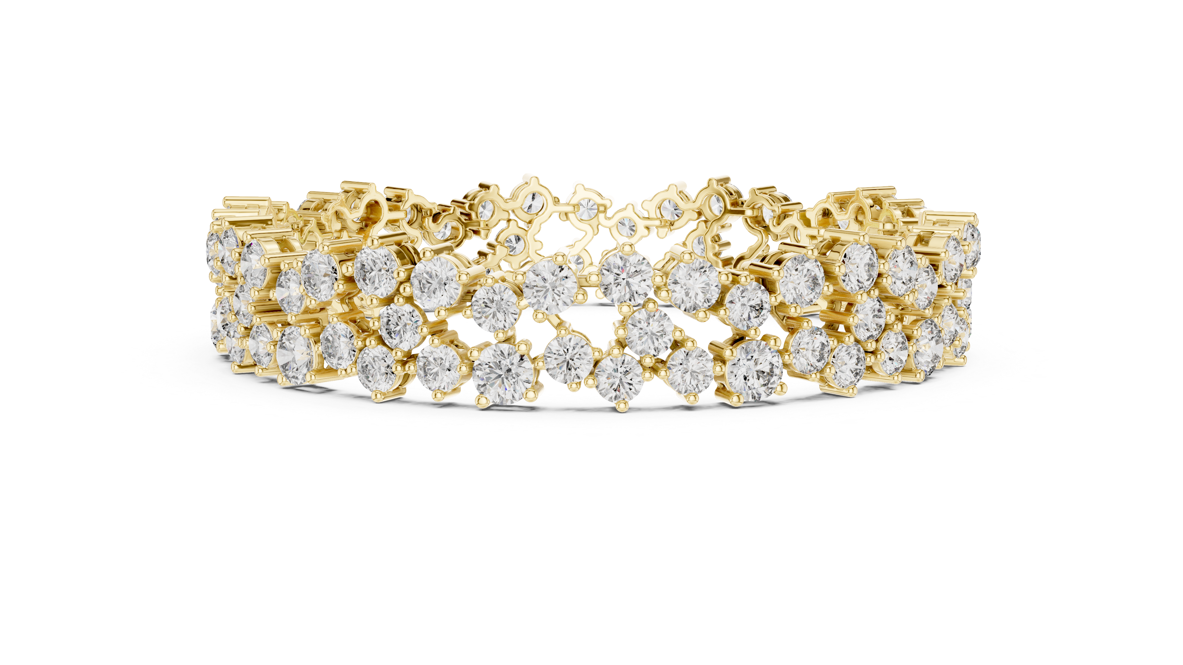 Double Row Cluster Diamond Tennis Bracelet