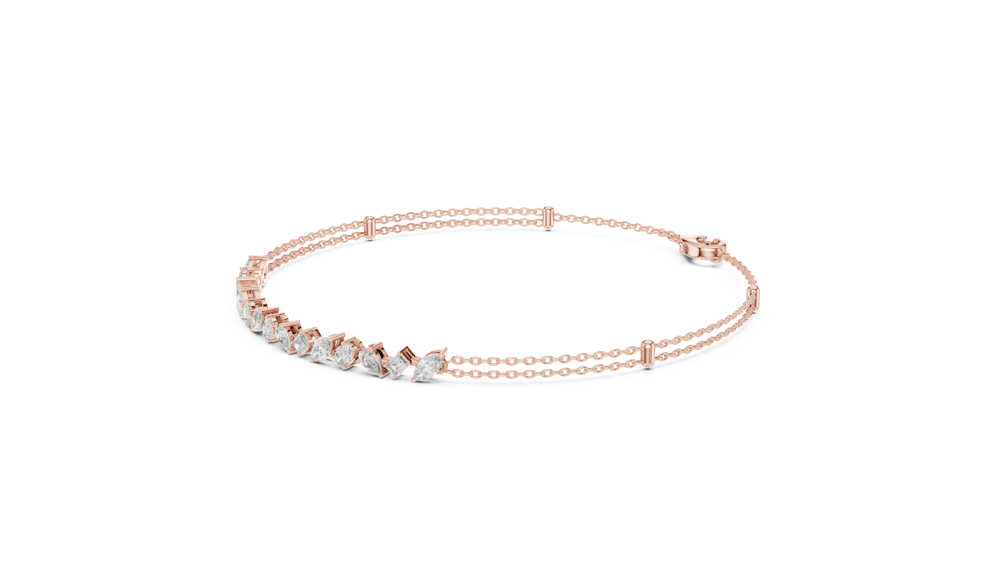 Marquise & Pear Diamond Dual Chain Bracelet