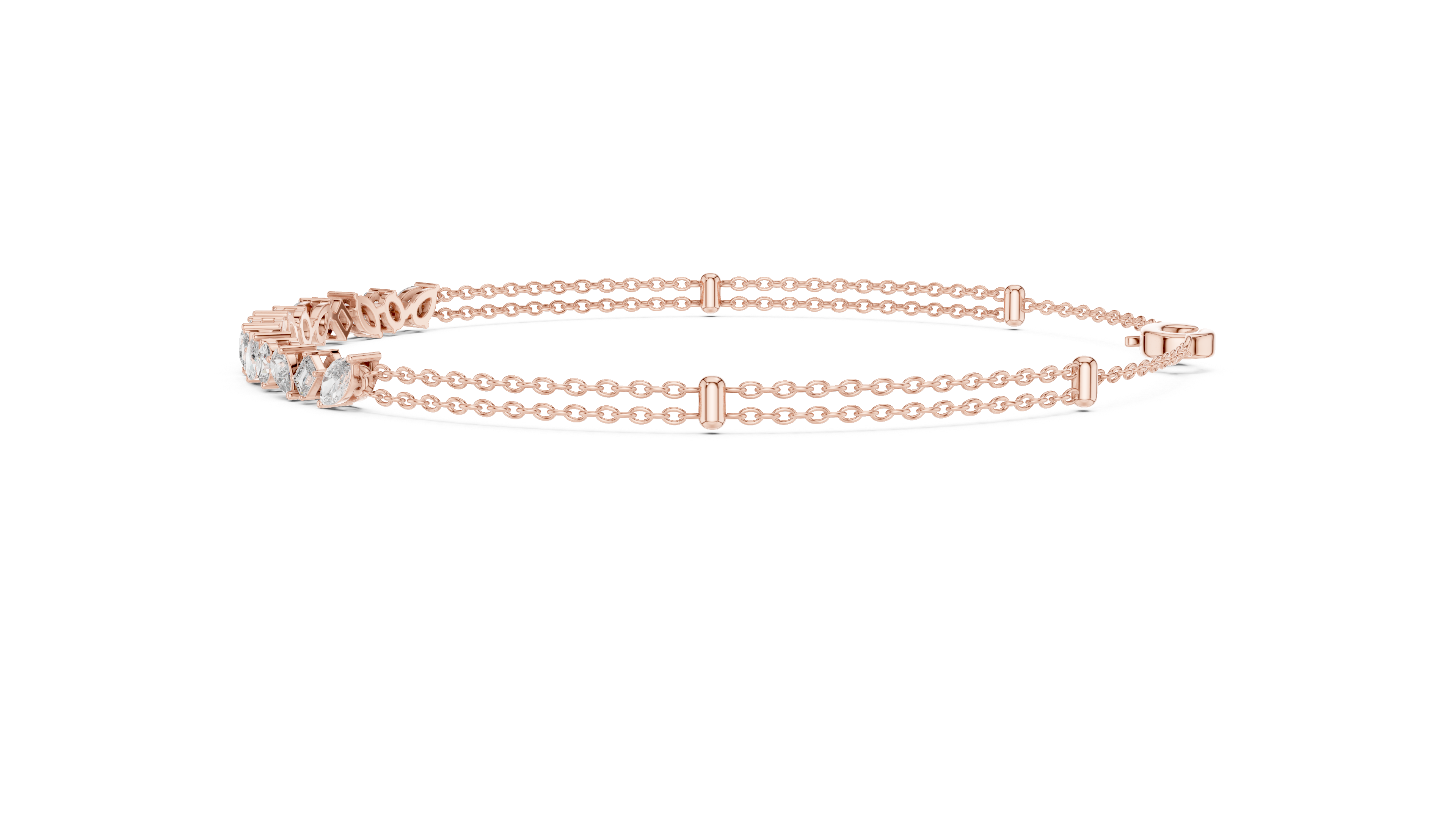 Marquise & Pear Diamond Dual Chain Bracelet
